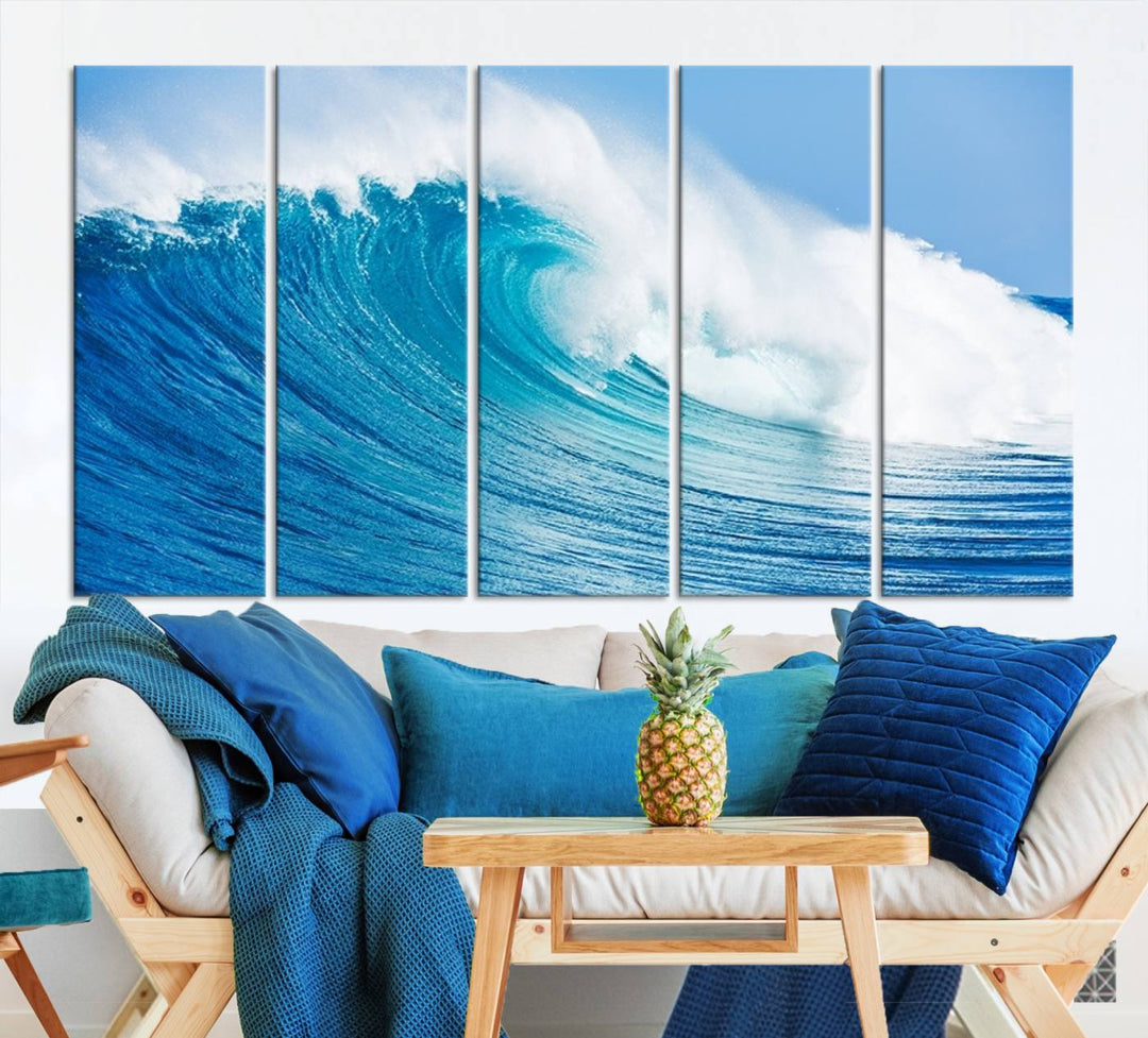 Wall Art Canvas Print Bright Wave on Ocean Surfing Wave Wall Art