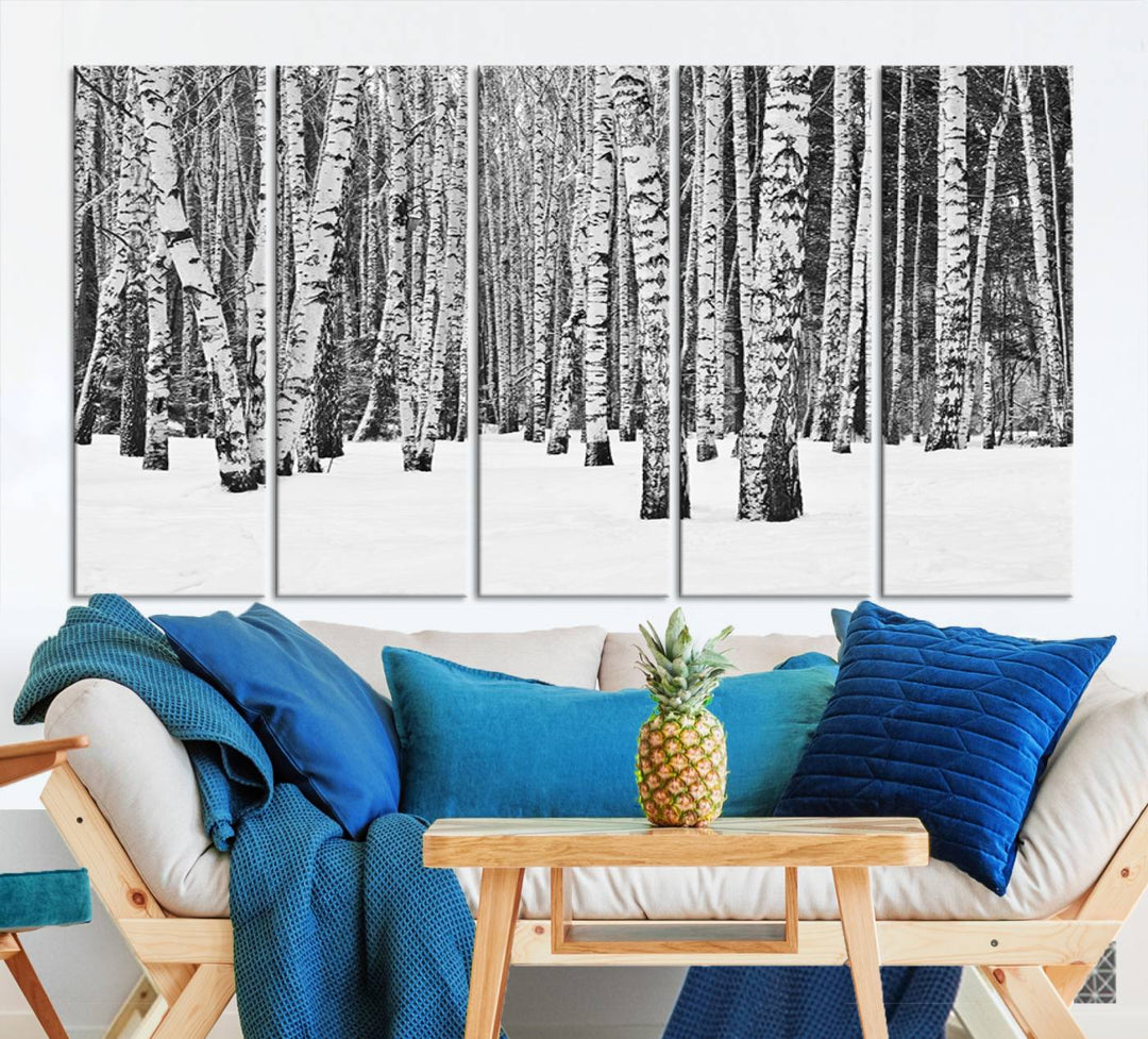 Wall Art Landscape Canvas Print Forest in Winter with Snowy Ground and Trees