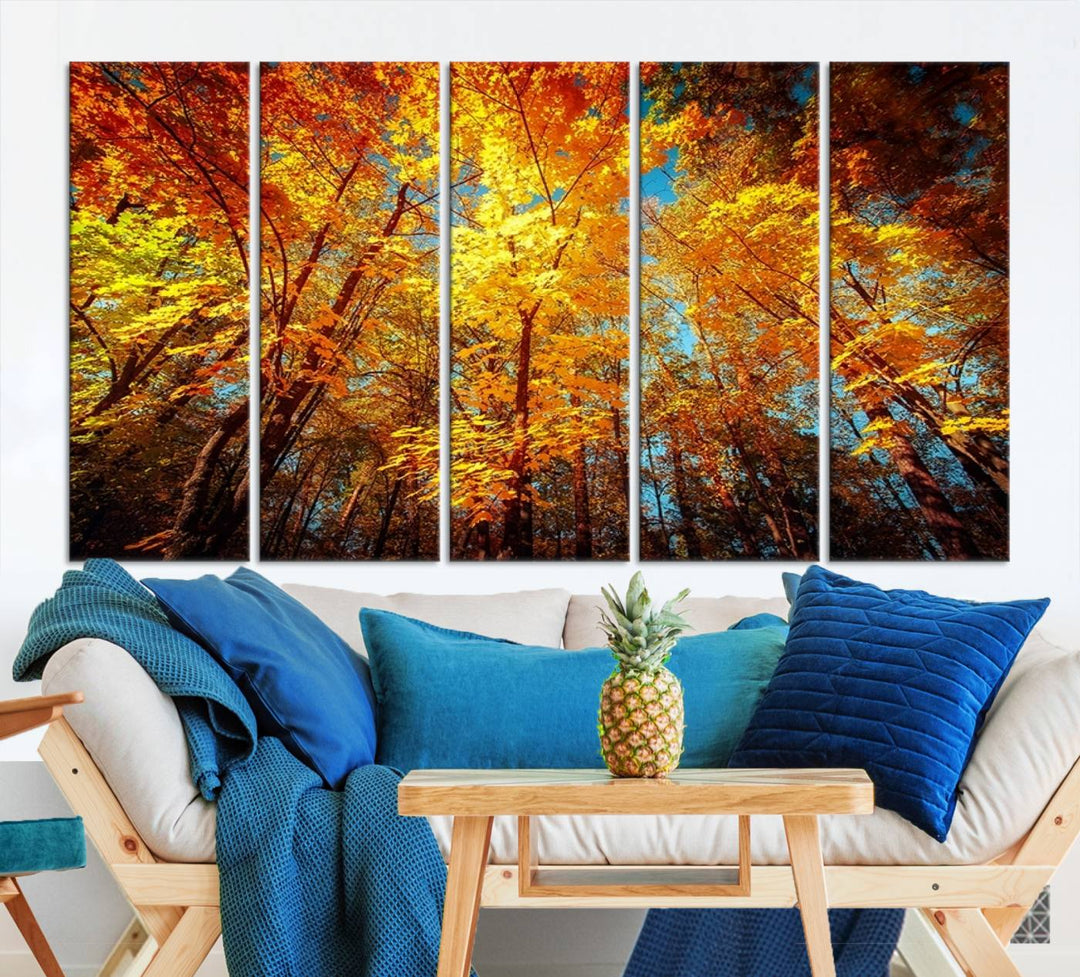 Forest View at Fall Wall Art Autumn Colors Landscape Canvas Print