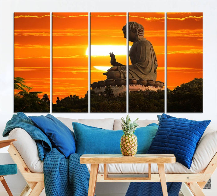 Buddha Statue at Sunset Canvas Print 