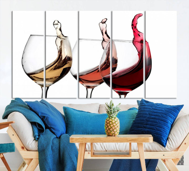 Wall Art Abstract Wine Glasses Canvas Print