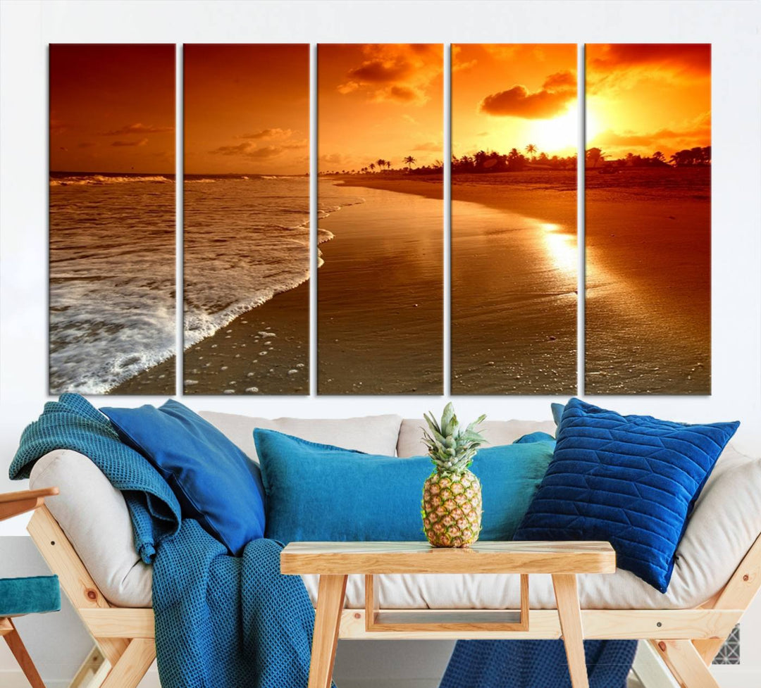 Wall Art Beautiful Beach Landscape at Sunset in Tropical Island Canvas Print