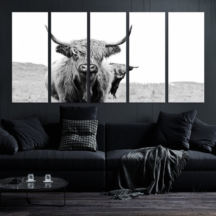 Magnifique art mural sur toile de vache des Highlands