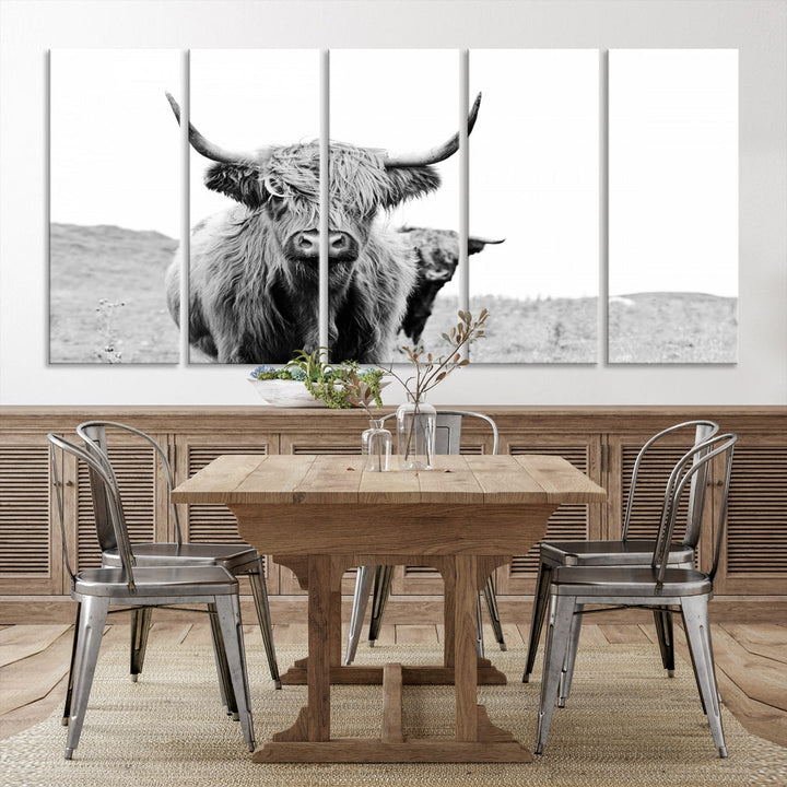 Magnifique art mural sur toile de vache des Highlands