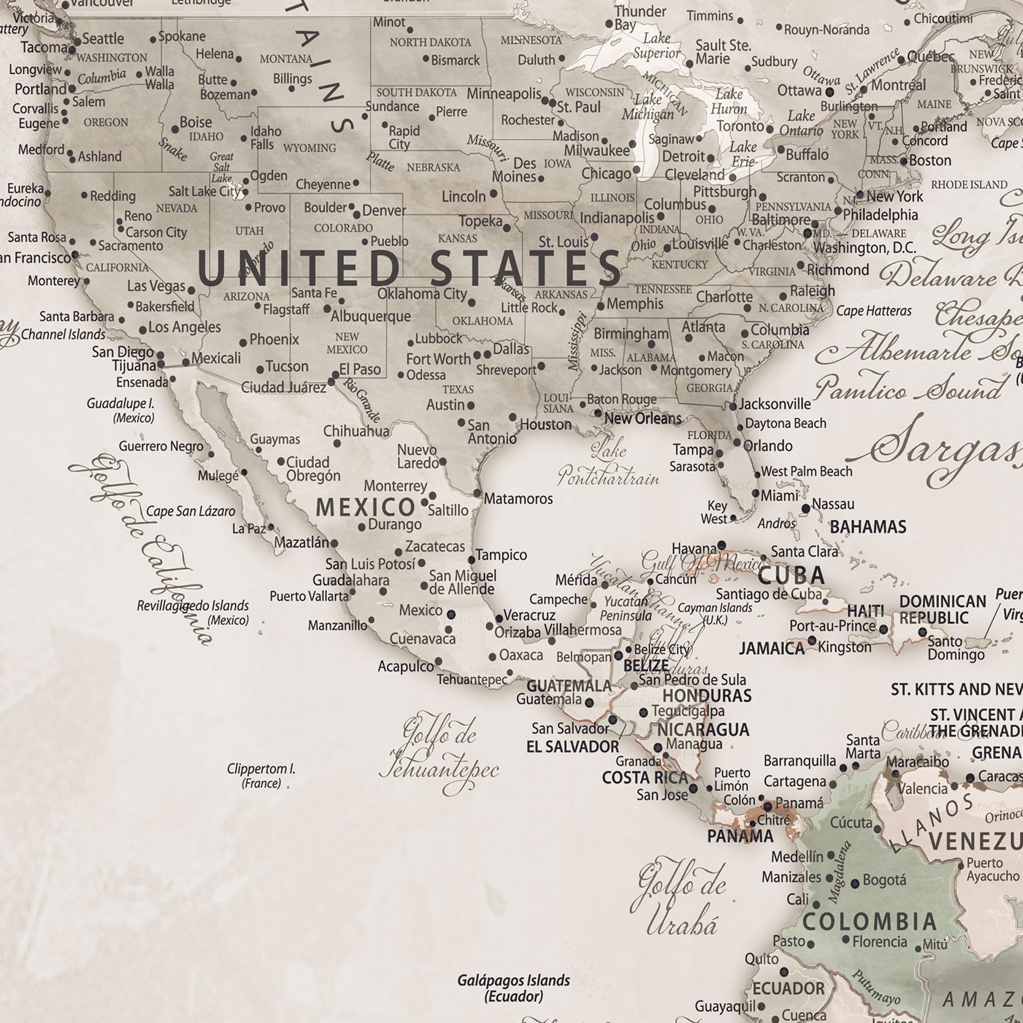 84311132-MGV-CV-36X24-Personalized World Map Canvas Print – Custom Push Pin Travel Tracker Map Anniversary Gift for Couples for Home, Office