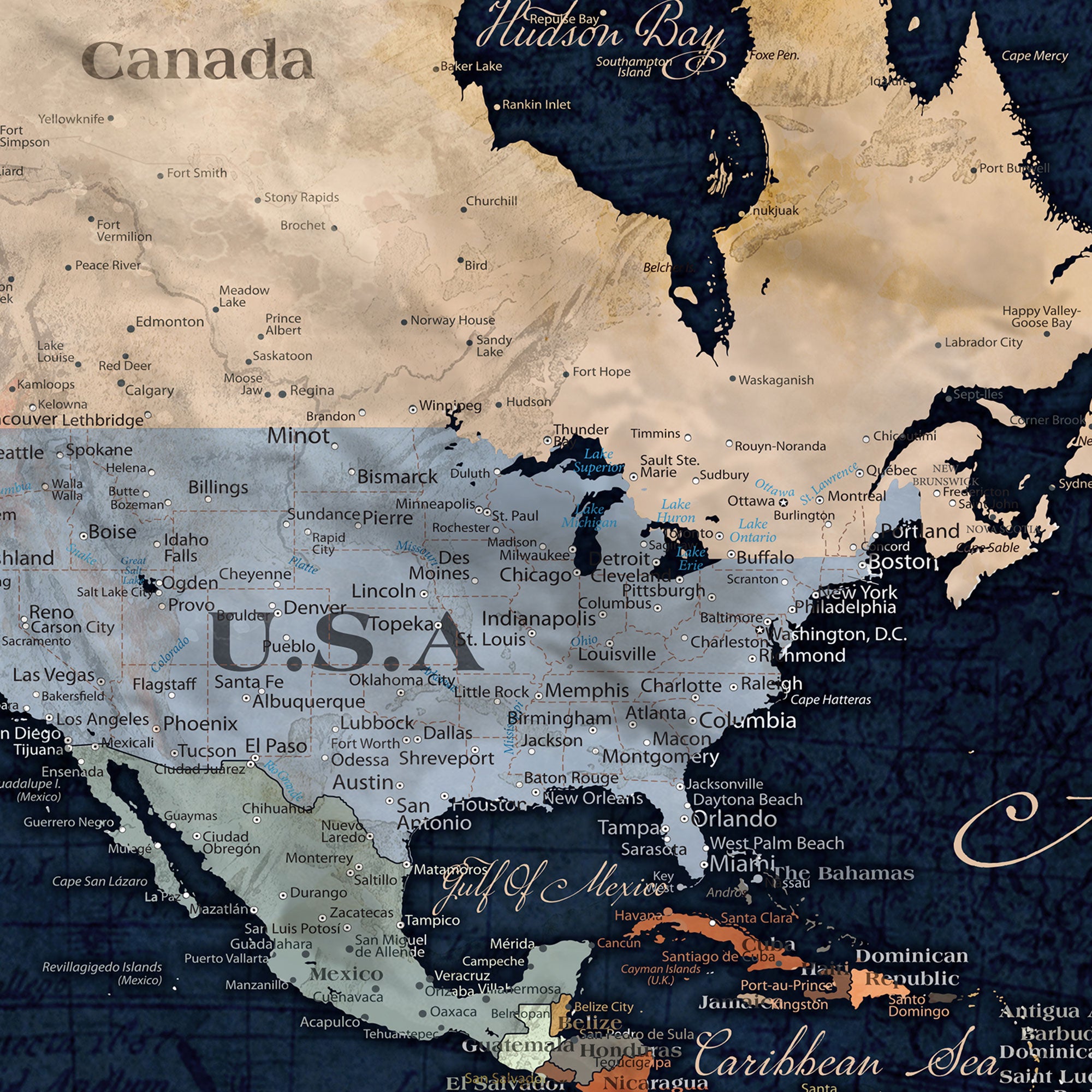 39120422-MGV-CV-36X24-Personalized Antique World Map Canvas Print – Custom Push Pin Travel Tracker Vintage Adventure Gift for Couples for Home, Office