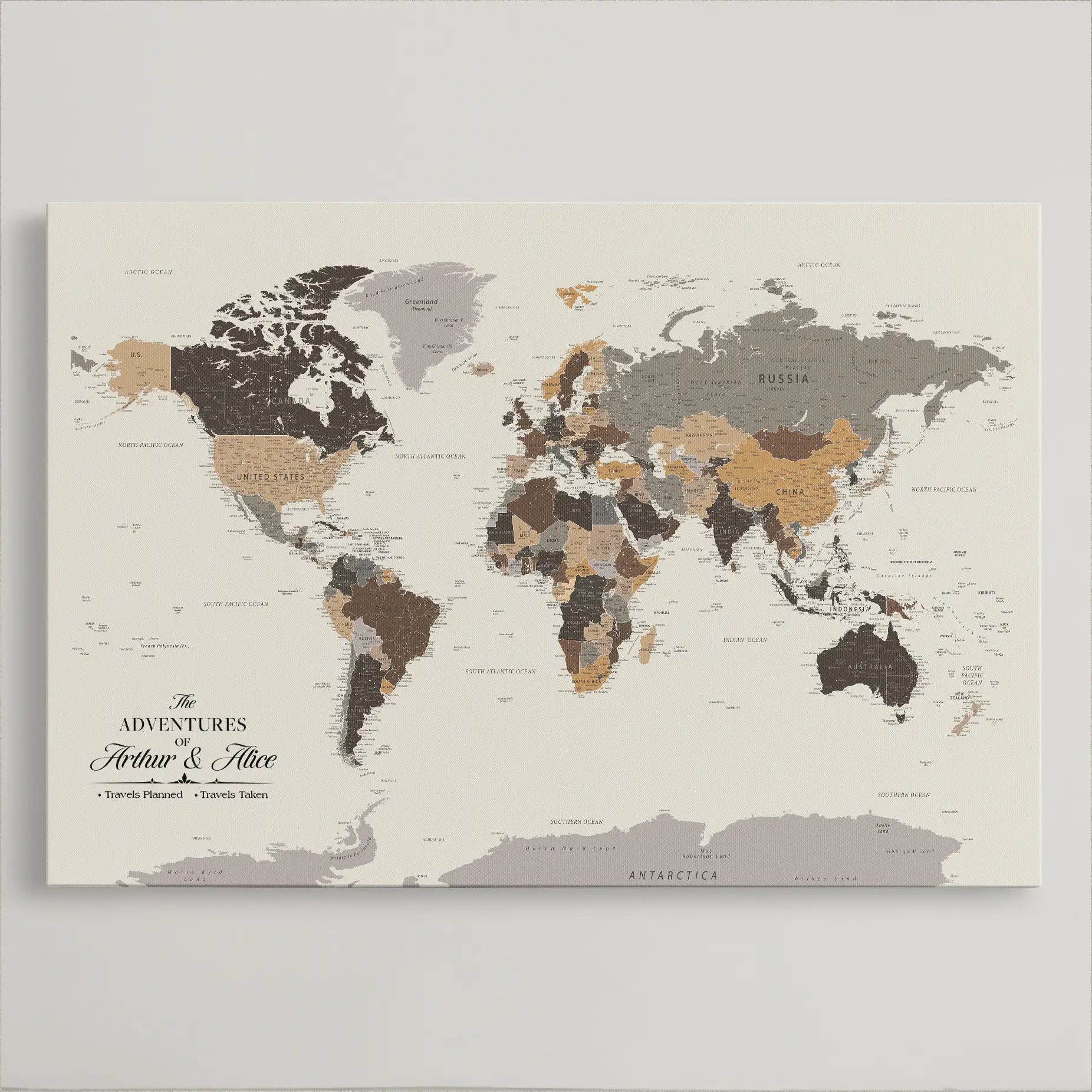 45566494-MGV-CV-36X24-Push Pin Framed World Map Personalized Canvas for Travel Adventures Custom Anniversary Gift Memory Tracker for Home or Office