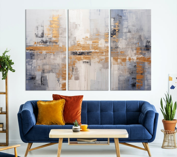 The Beige Modern Large Abstract Wall Art Canvas Print in neutral tones features a UV-protective coating for enduring elegance.