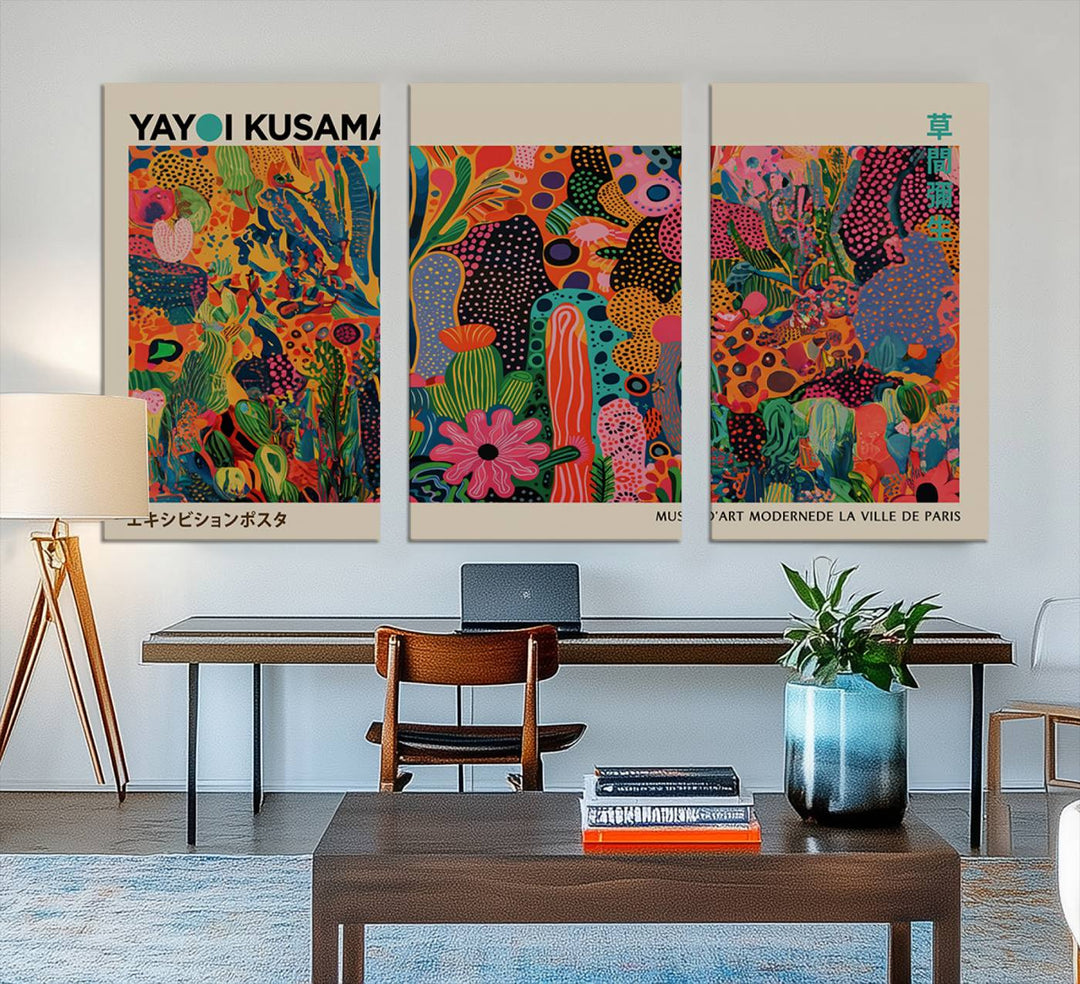 Framed Yayoi Kusama 1986 Wall Art Print adds contemporary style.