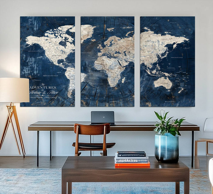 Personalized World Map Wall Art Print - Framed Custom World Map Canvas Print - Personalized World Map Wall Art, Customize Wall Art Map Print