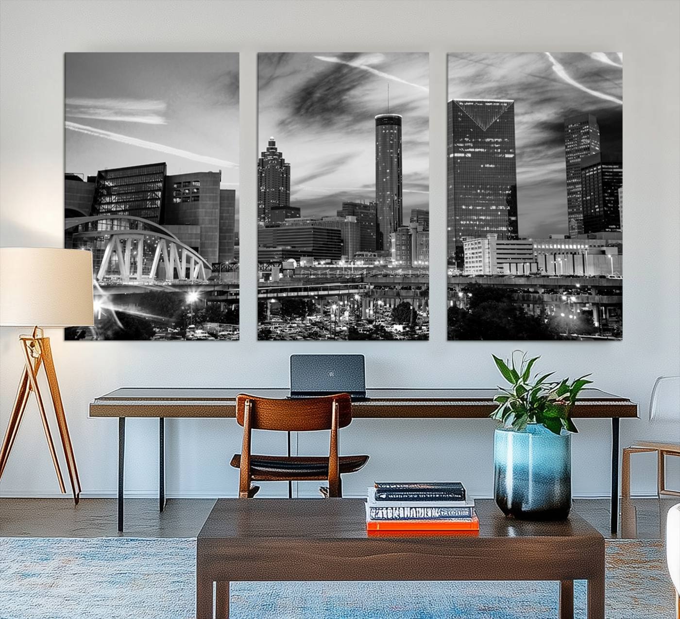 34800-MGV-CV-60X40-3P-Black and White Atlanta Wall Art Canvas Print