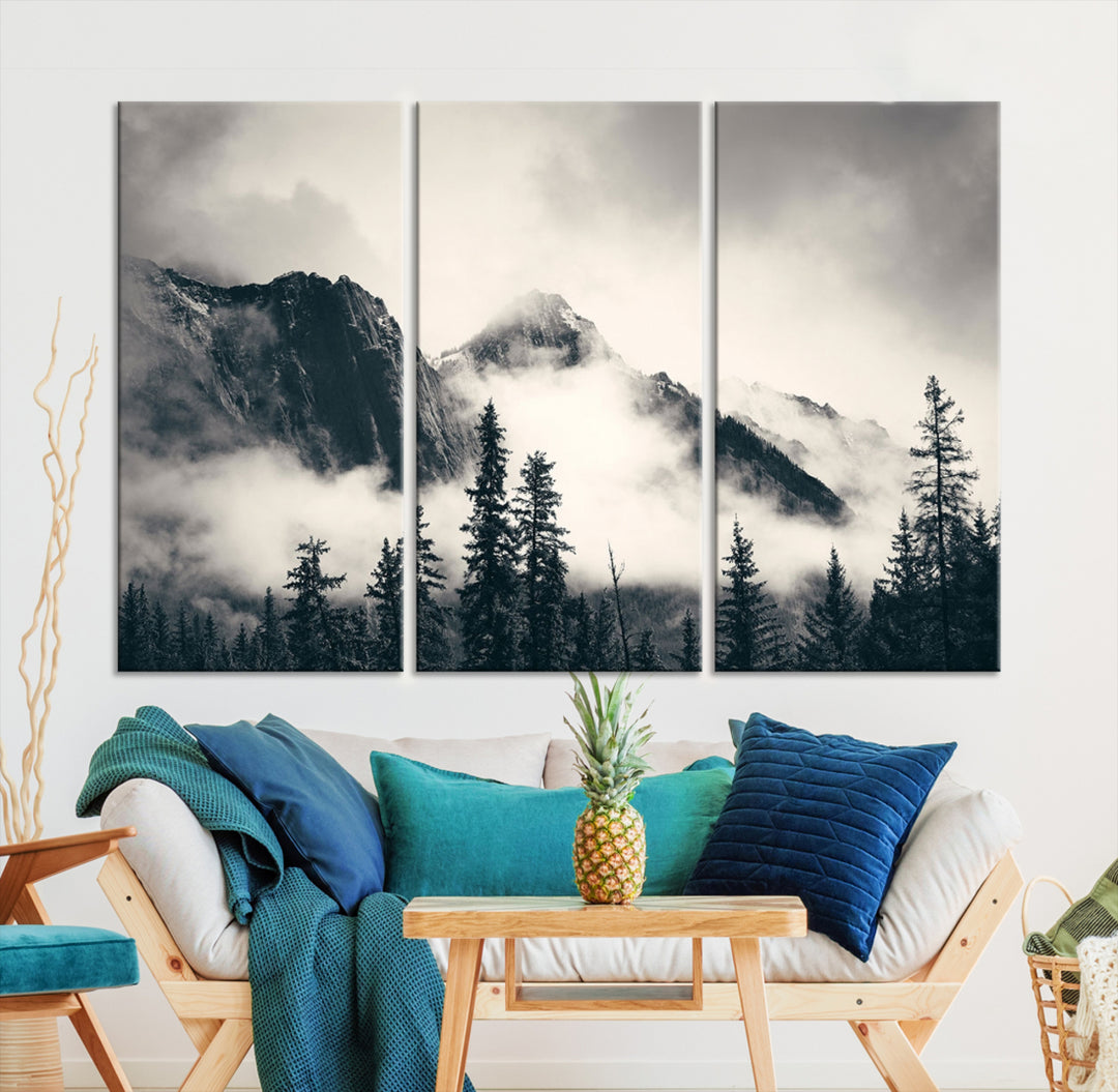 Montagnes Toile Foggy Forest Wall Art Mountain Banff Nal Park Print