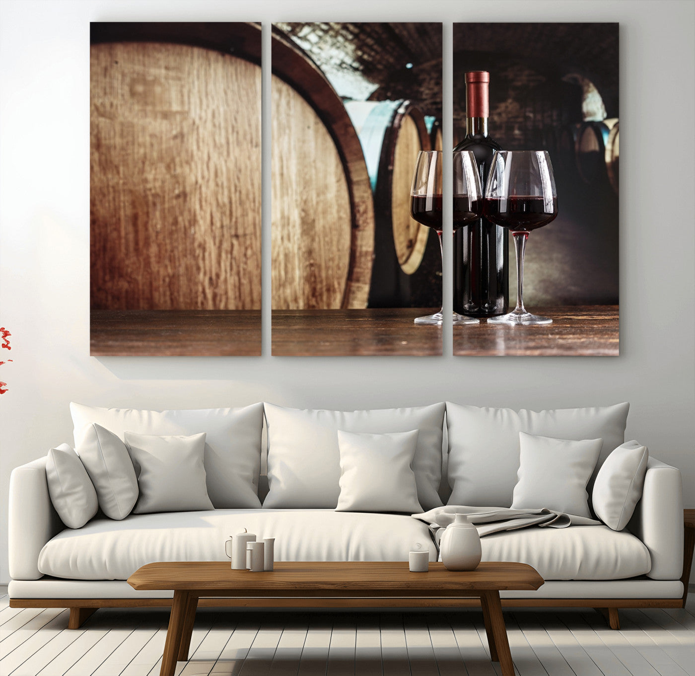 MGV-CV-48X32-3P - Wine and Barrel Wall Art Canvas Print