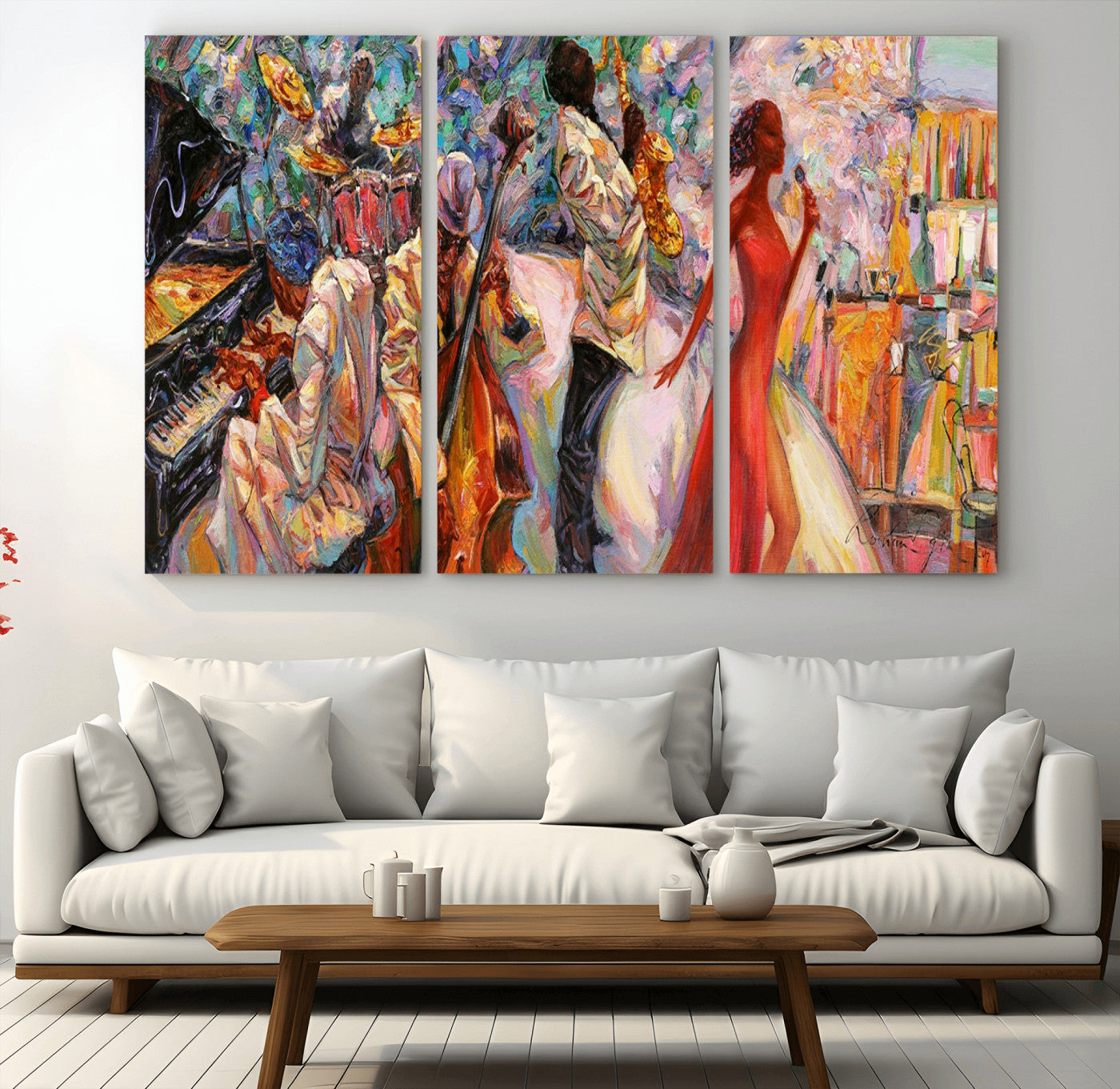 40574-MGV-CV-36X24-Abstract Afro American Jazz Canvas Wall Art | Music-Inspired Painting for Dining Room, Living Room,