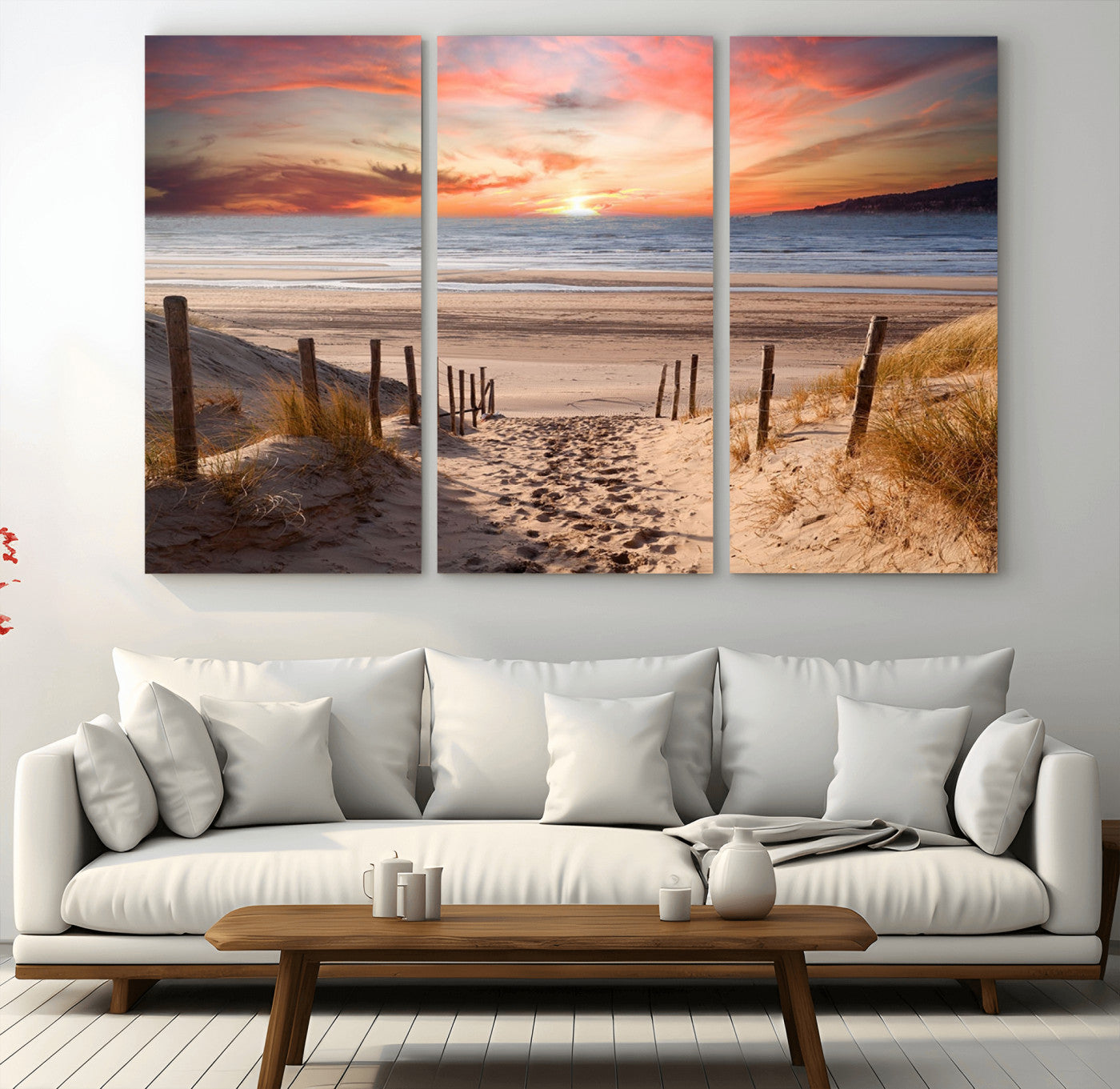 MGV-CV-48X32-3P - Sunset on the Sea Wall Art Canvas Print