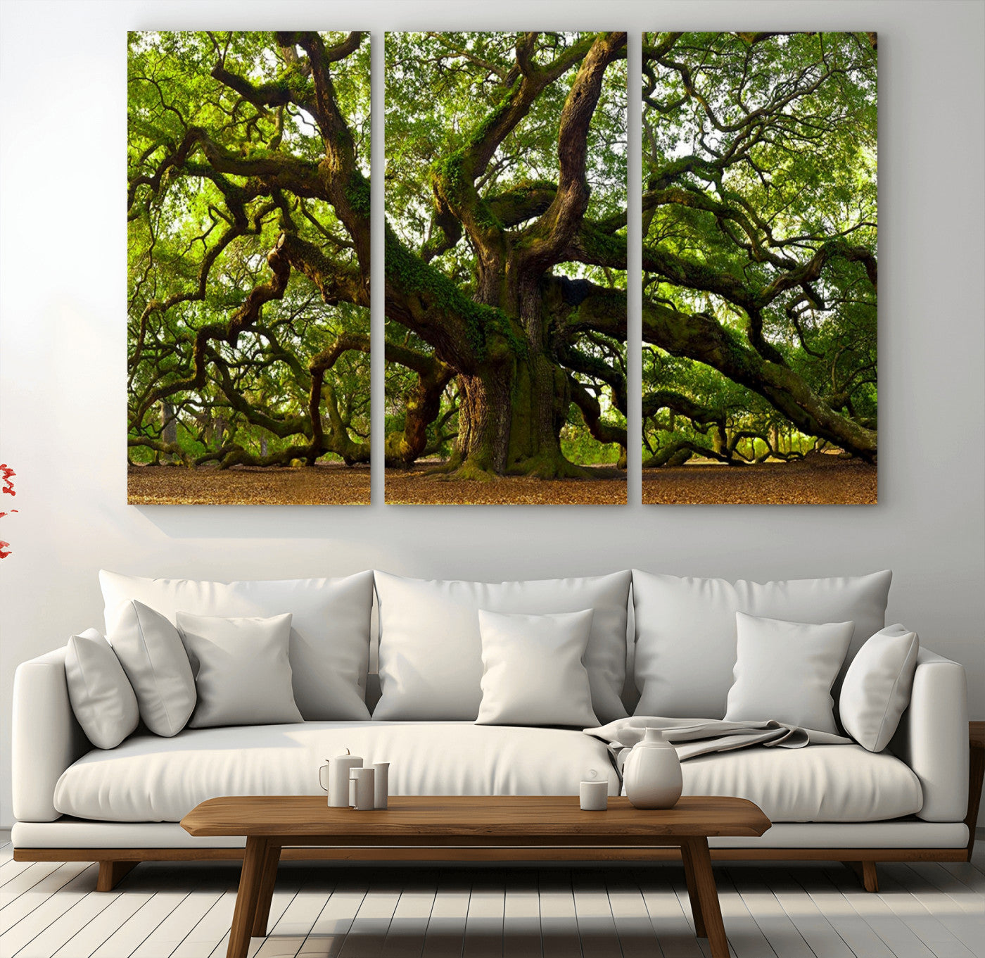 MGV-CV-48X32-3P - Angel Oak Tree Wall Art Canvas Print | Forest Tree Nature Photography Print on Canvas | Large