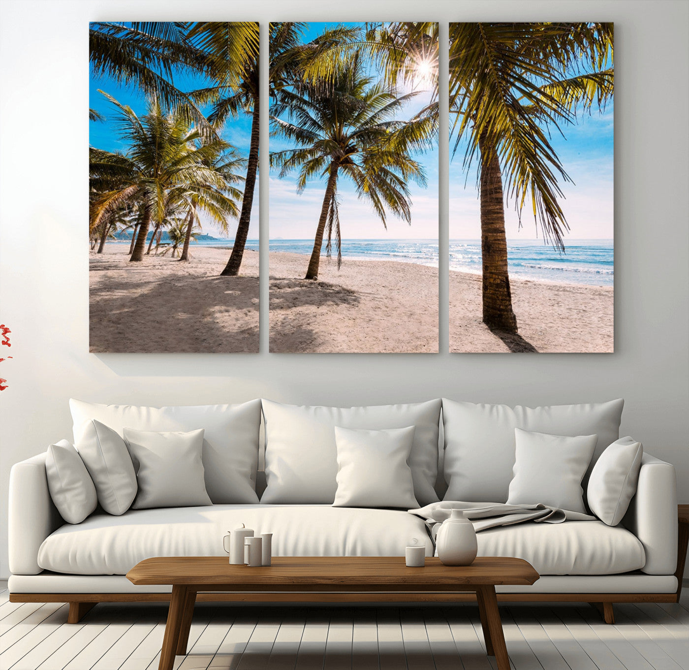 MGV-CV-48X32-3P - Palm Beach Tropical Island Wall Art Canvas Print