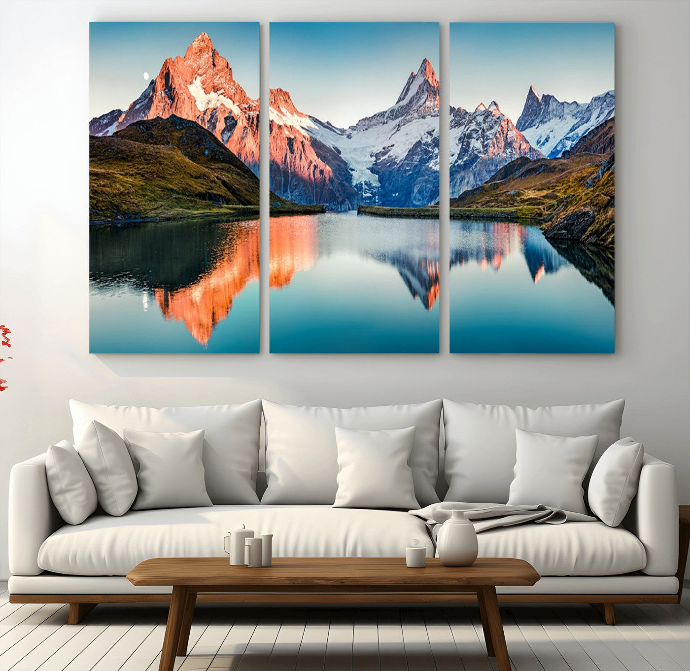 MGV-CV-48X32-3P - Landscape Mountain and Lake View Wall Art Canvas Print