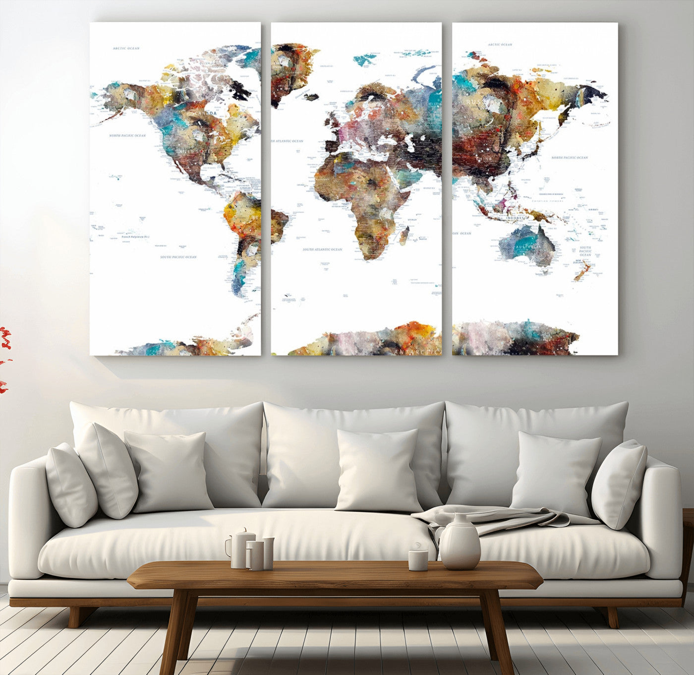 25251-MGV-CV-36X24-Push Pin World Map Canvas Print – Travel Tracker Wall Art for Couples, Perfect Anniversary Gift for Home or Office Decor