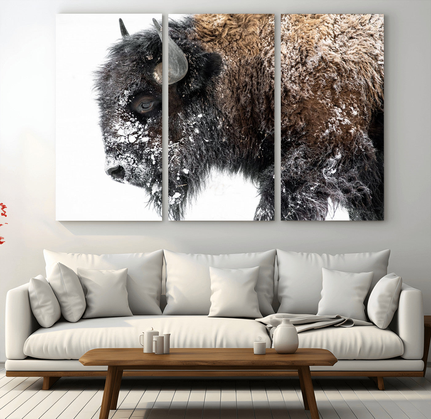 24304-MGV-CV-36X24-American Bison Wall Art Print – Majestic Buffalo Canvas Print, Framed Wildlife Wall Decor for Living Room or Office