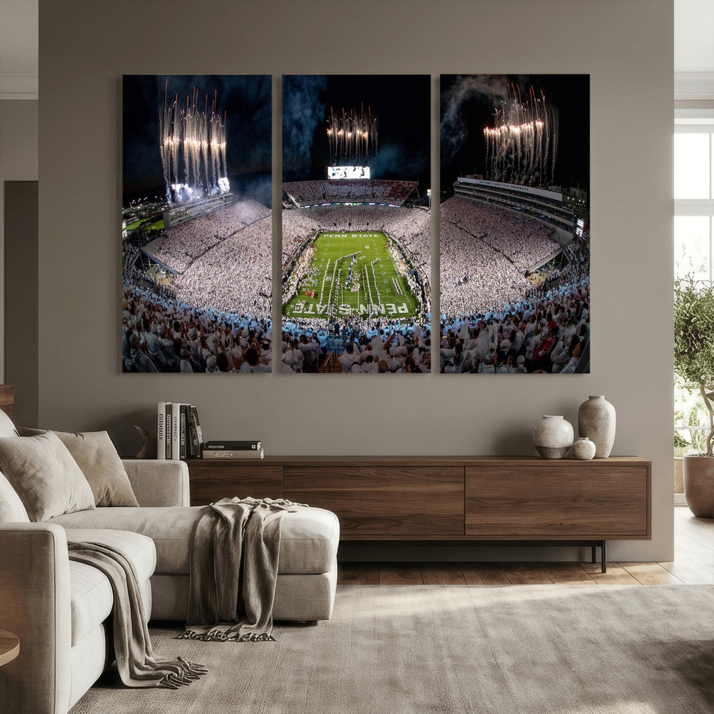 11391-MGV-CV-36X24 - Penn State Football Wall Art Canvas Print – Framed Stadium Game Day Sports Team Spirit Artwork for Home, Office