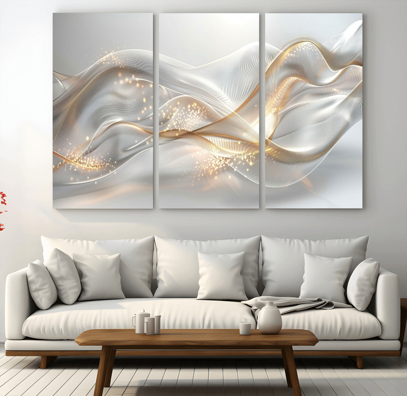 -Abstract art Grey and Gold Lines Wall Art