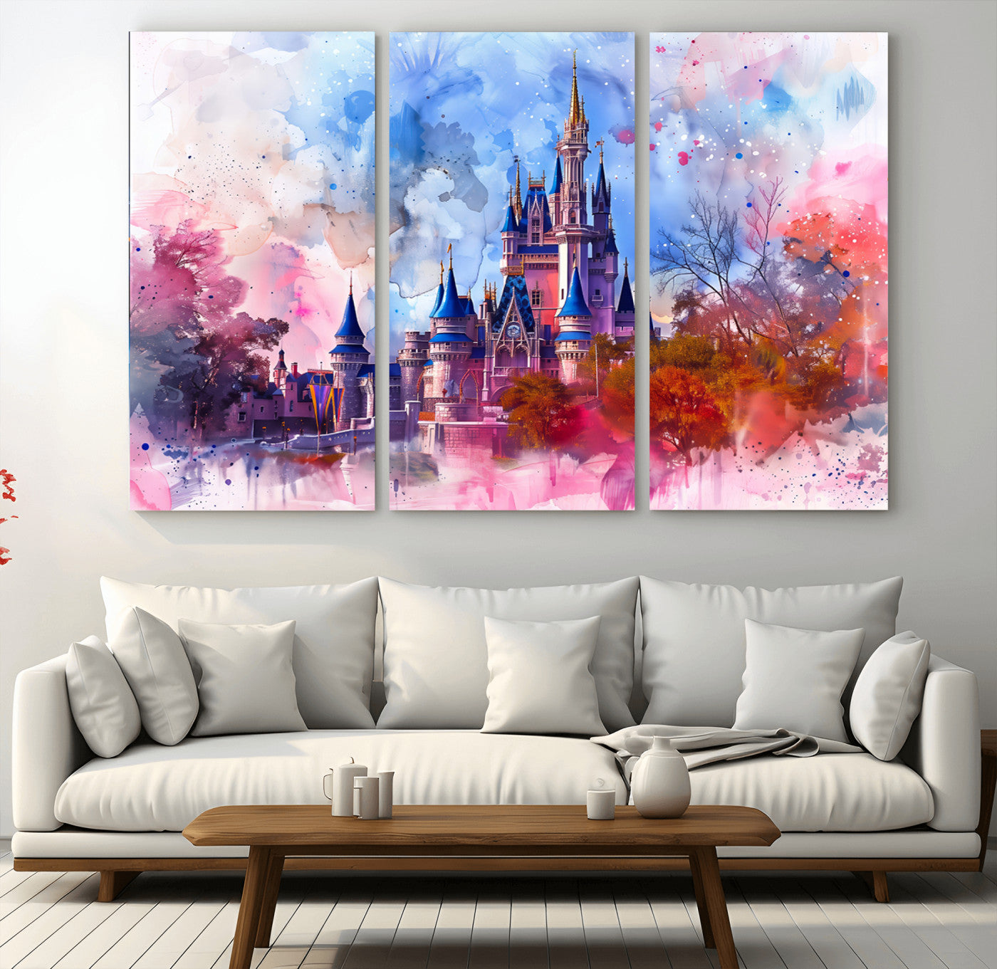 MGV-CV-48X32-3P - Disney Wall Art: Dreamy Watercolor Cinderella Castle Canvas Print