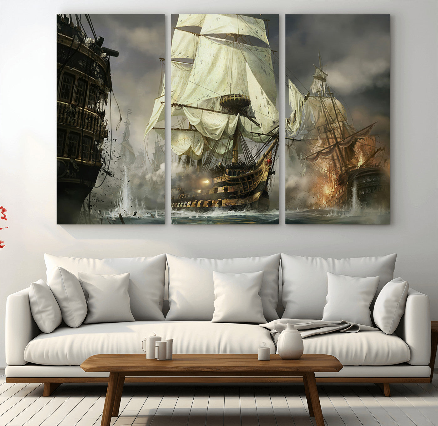 MGV-CV-48X32-3P - Pirate Ship War Wall Art Canvas Print