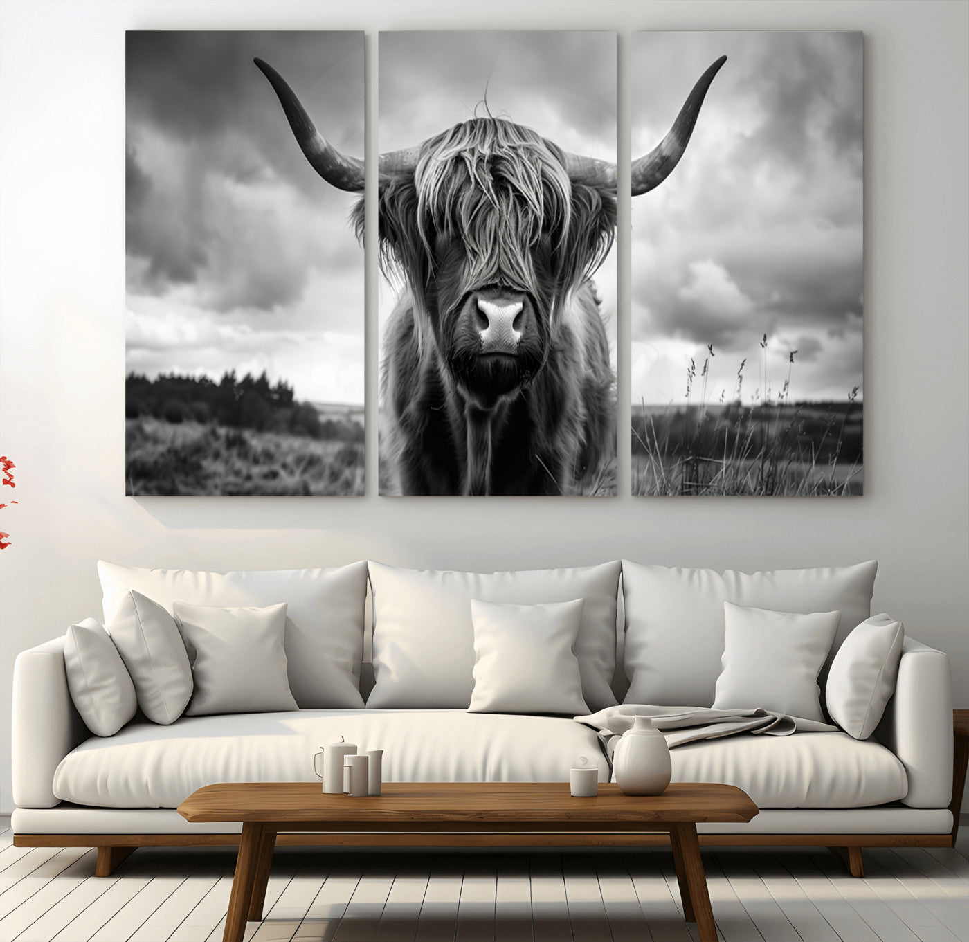 -Scottish Cow Wall Art Canvas Print | Longhorn Wall Art | Bighorn Animal Wall Art