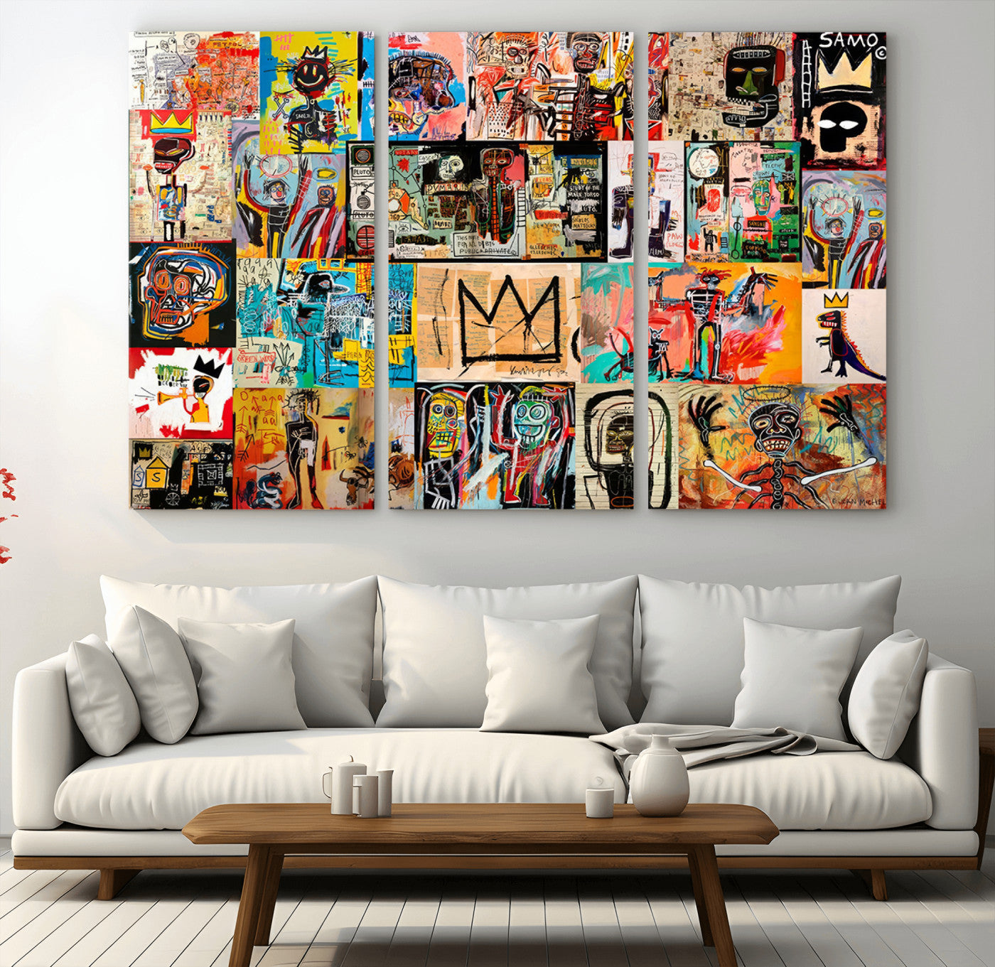 MGV-CV-48X32-3P - Abstract Art Collage Wall Art Canvas Print – Framed, Ready to Hang, Urban Graffiti Style
