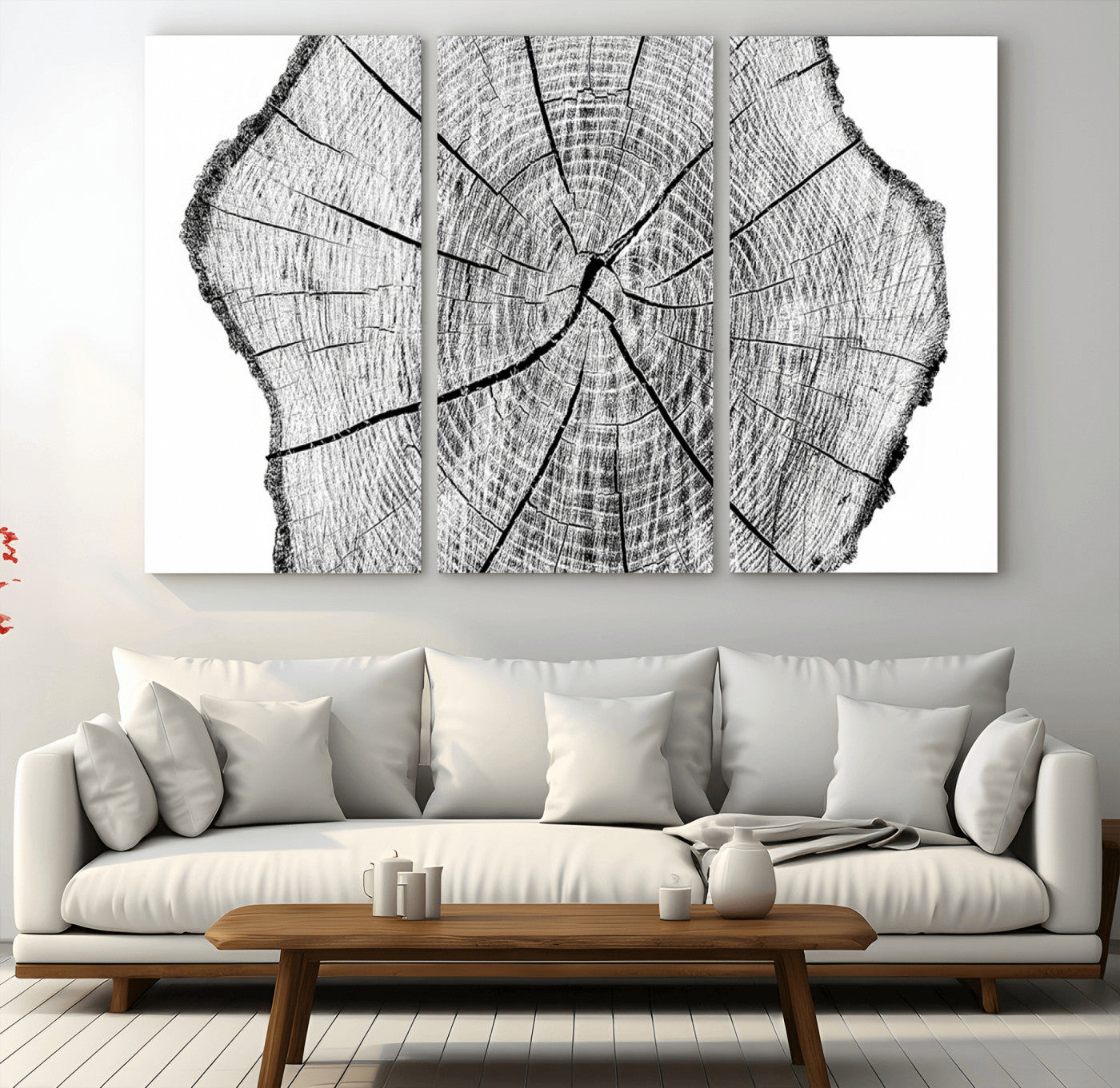 -Rustic Tree Ring Wall Art Canvas Print – Framed and Ready to Hang – Perfect for Nature-Inspired and
