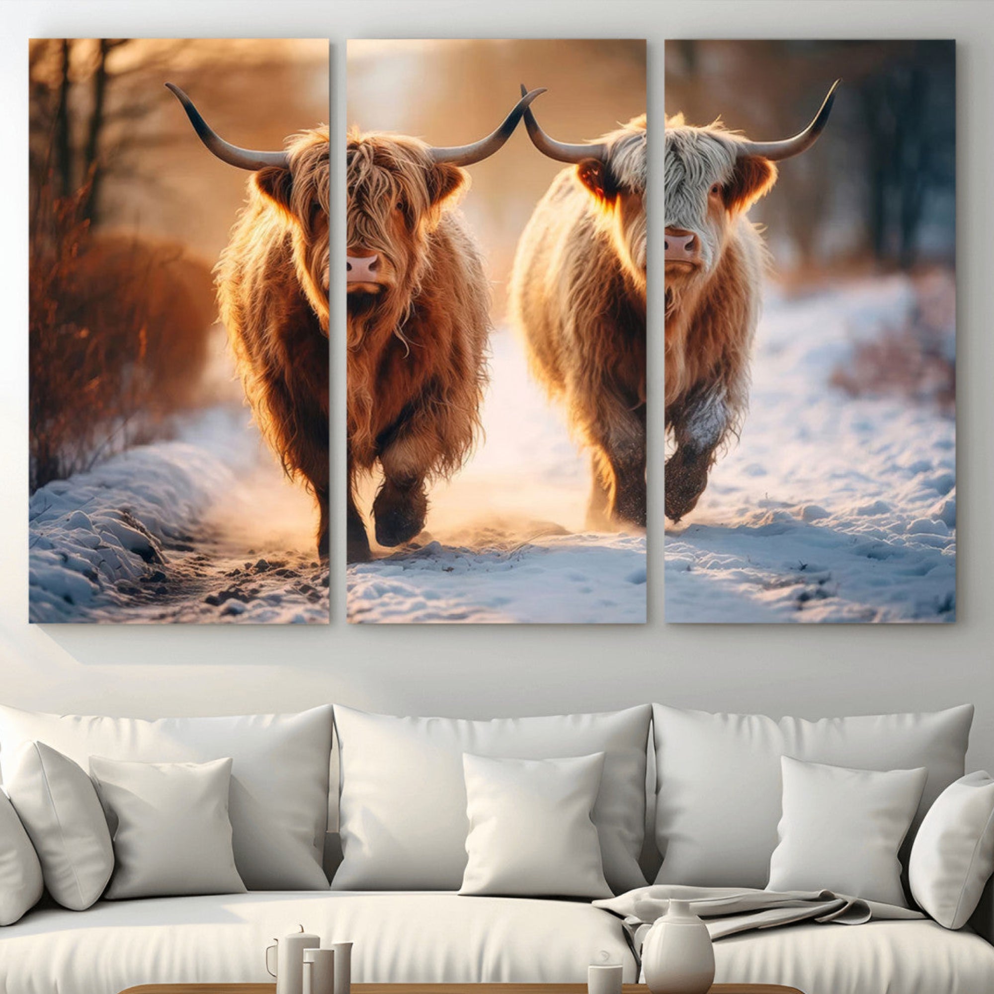 94810-MGV-CV-36X24-Scottish Highland Cow Horn Farm Wall Art Canvas Print
