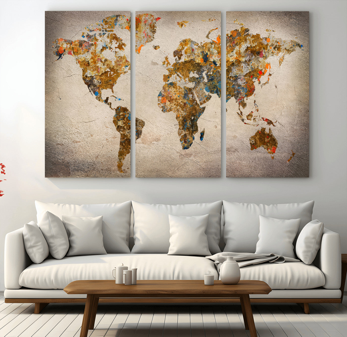 MGV-CV-48X32-3P - Push Pin World Map Canvas Print – Framed Wall Art for Couples to Track Their Travels – Anniversary