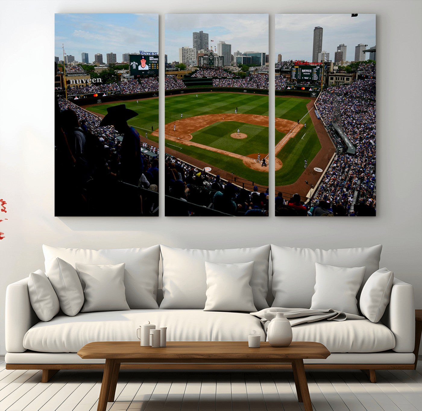 MGV-CV-48X32-3P - Chicago Cubs Baseball Team Print - Wrigley Field Stadium Wall Art Canvas Print