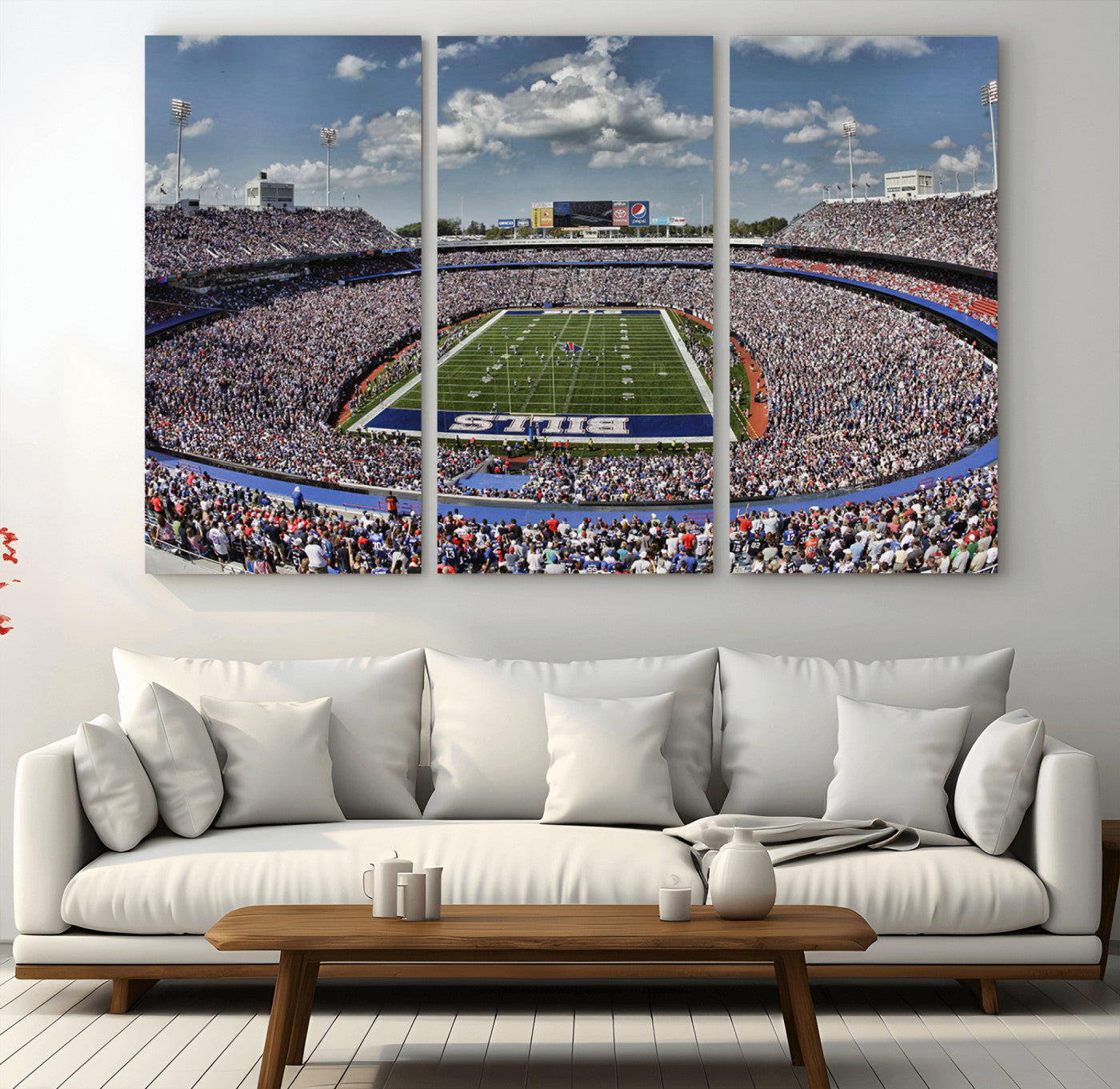 MGV-CV-48X32-3P - Buffalo Bills Highmark Stadium Wall Art Canvas Print - Bills Stadium Game Day Triple Canvas Wall Art - Buffalo Bills NFL Match