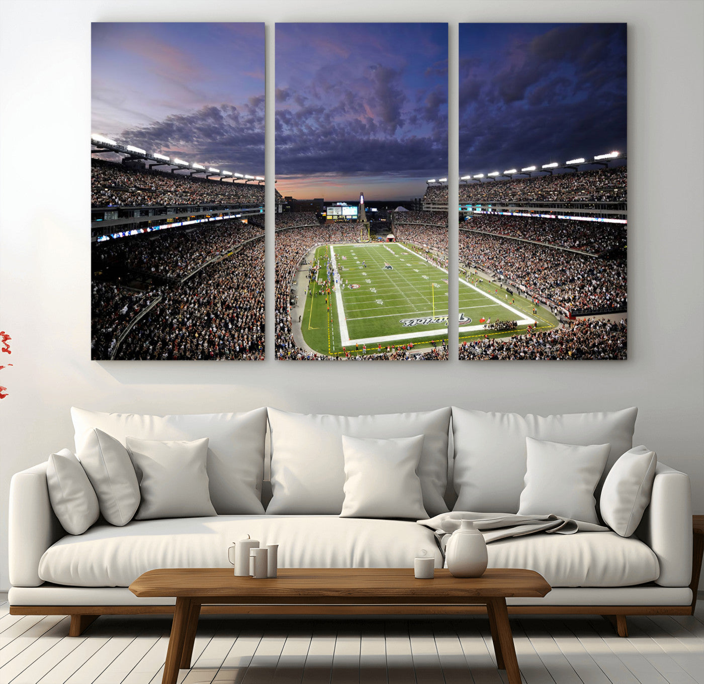 MGV-CV-48X32-3P - New England Patriots Football Team Print - Foxborough Gillette Stadium Wall Art Canvas Print