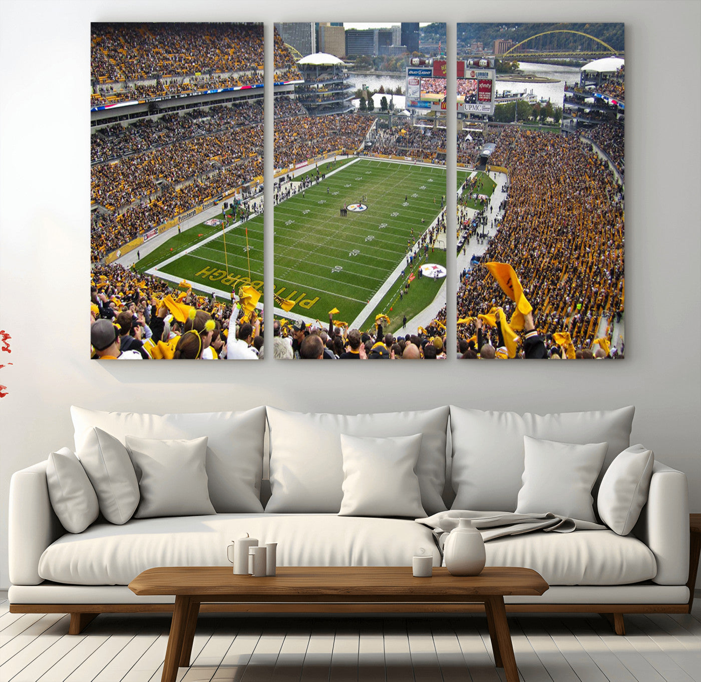 MGV-CV-48X32-3P - Pittsburgh Steelers Football Team Print - Pittsburgh Heinz Field Stadium Wall Art Canvas Print