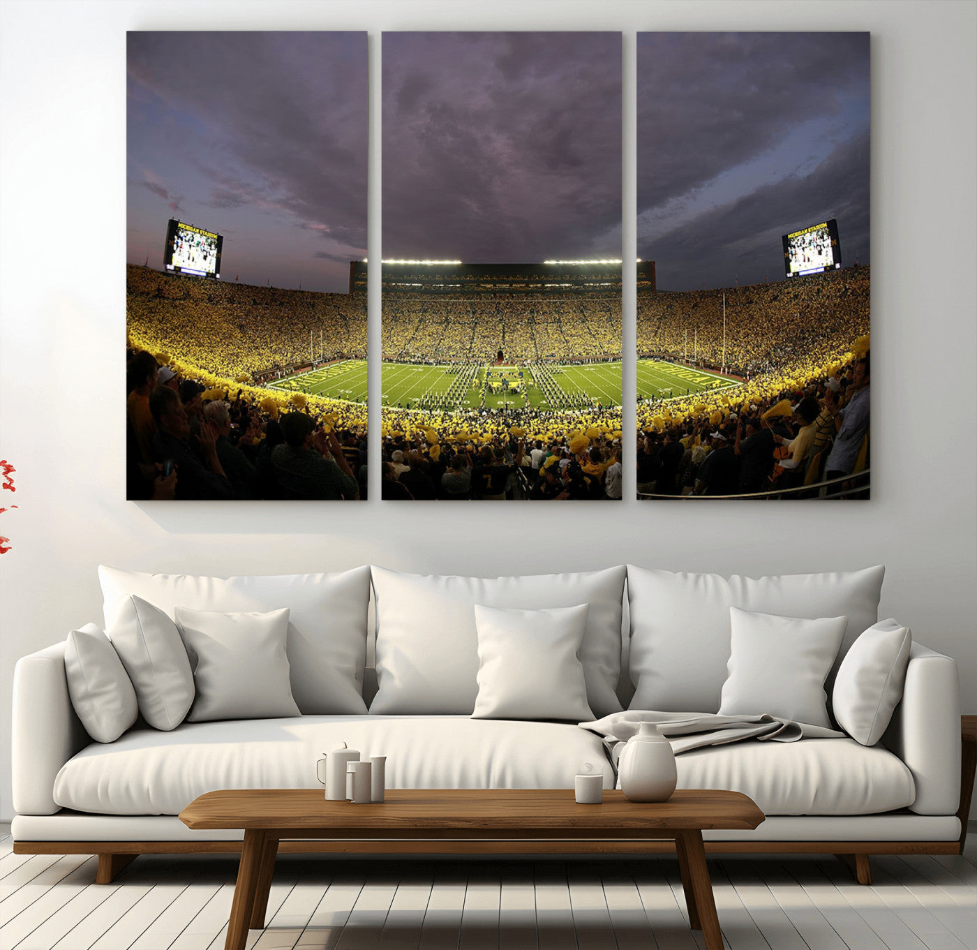MGV-CV-48X32-3P - Michigan Wolverines Football Team Print - Michigan Stadium Wall Art Canvas Print