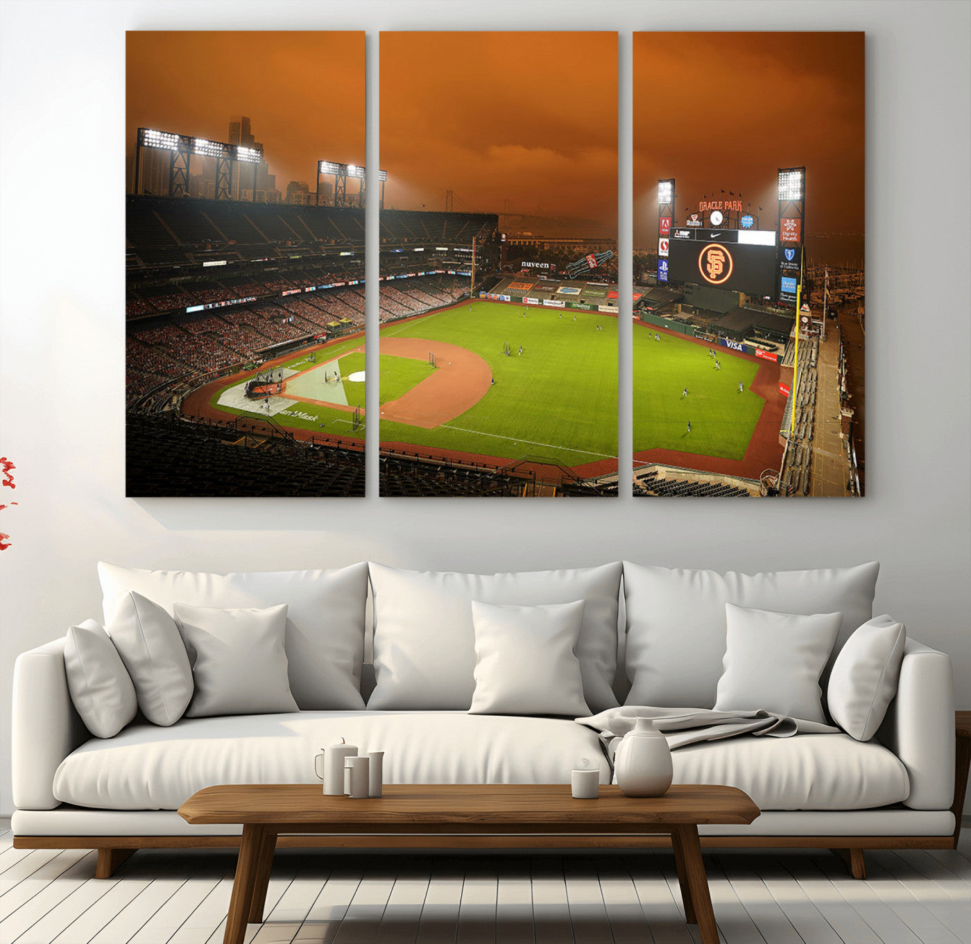 MGV-CV-48X32-3P - San Francisco Giants Baseball Team Print - Oracle Park Stadium Wall Art Canvas Print