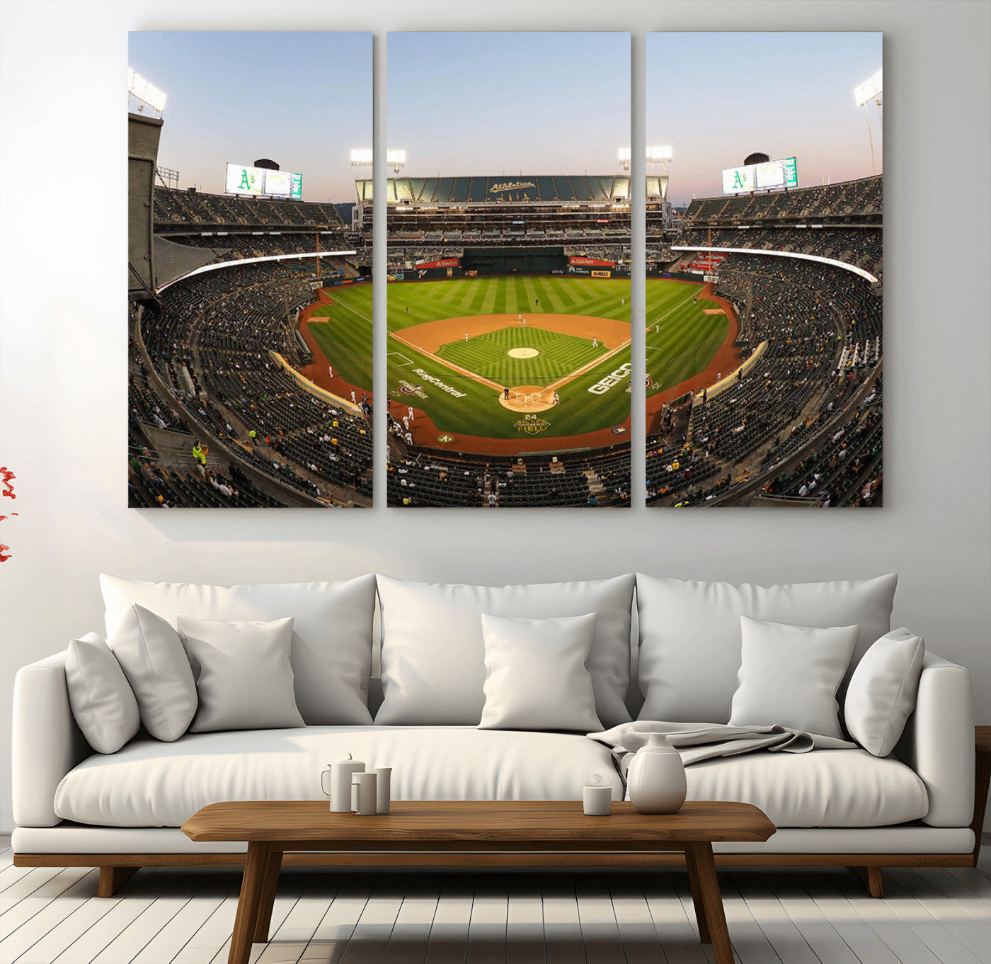 45272-MGV-CV-36X24-Oakland Athletics Baseball Team Print - RingCentral Coliseum Stadium Wall Art Canvas Print