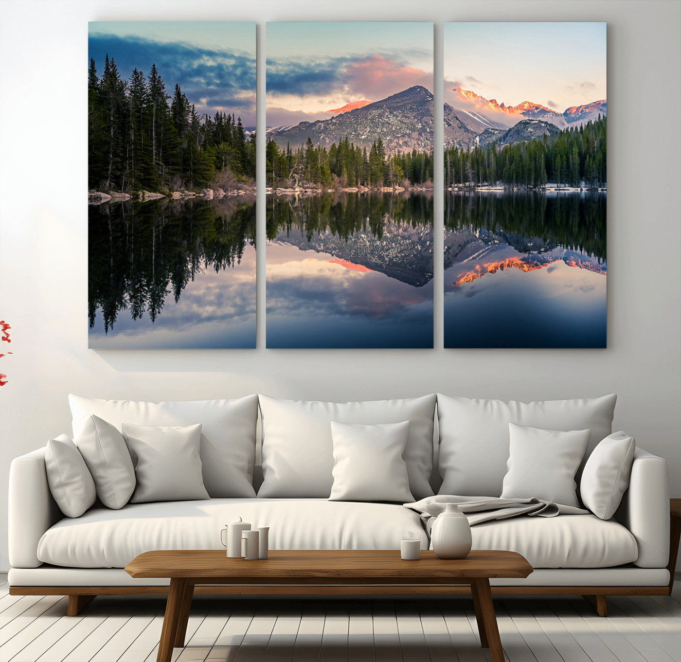 MGV-CV-48X32-3P - Bear Lake Reflection at Rocky Mountain National Park Wall Art Canvas Print, Scenic Mountain