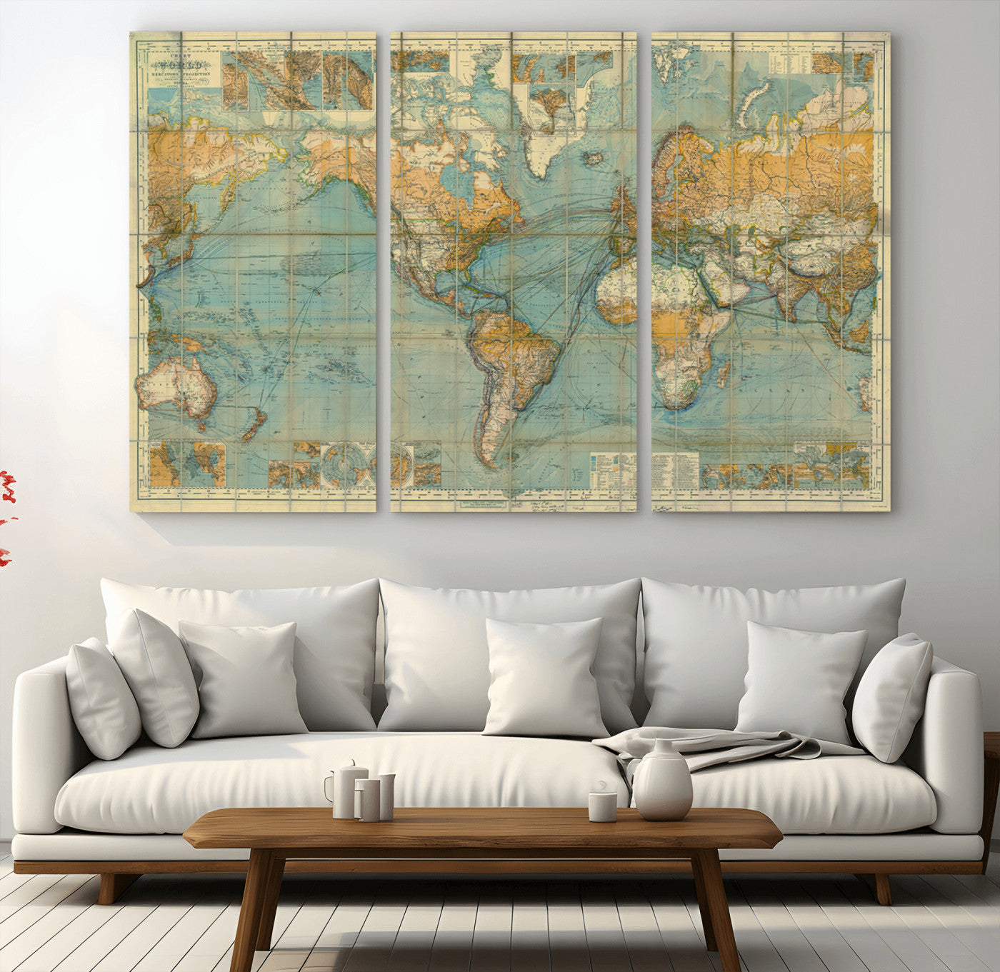25961-MGV-CV-36X24-Push Pin World Map Canvas Print – Travel Tracker Wall Art for Couples, Perfect Anniversary Gift for Home or Office Decor