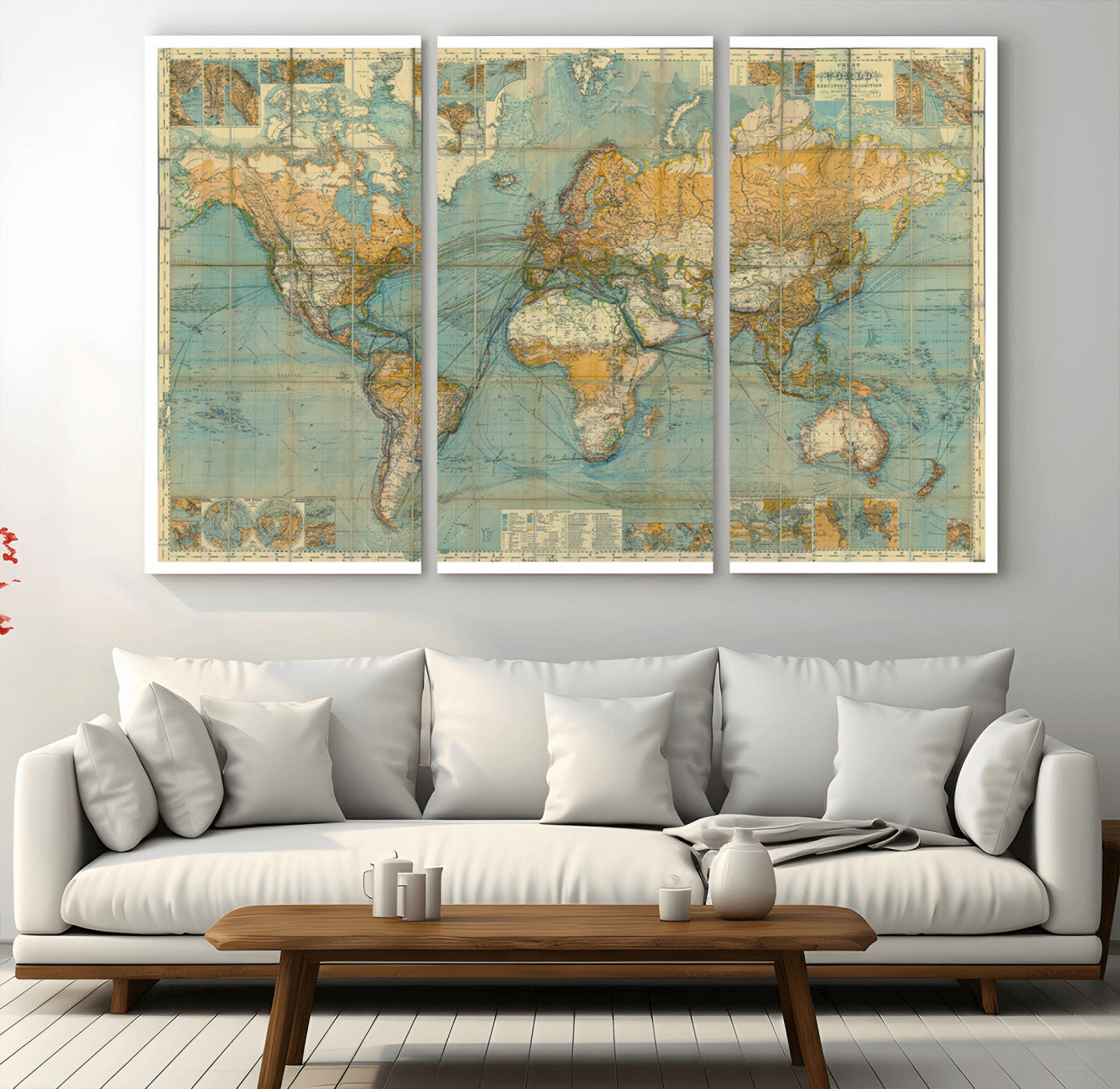 10247-MGV-CV-36X24-Push Pin World Map Canvas Print – Travel Tracker Wall Art for Couples, Perfect Anniversary Gift for Home or Office Decor
