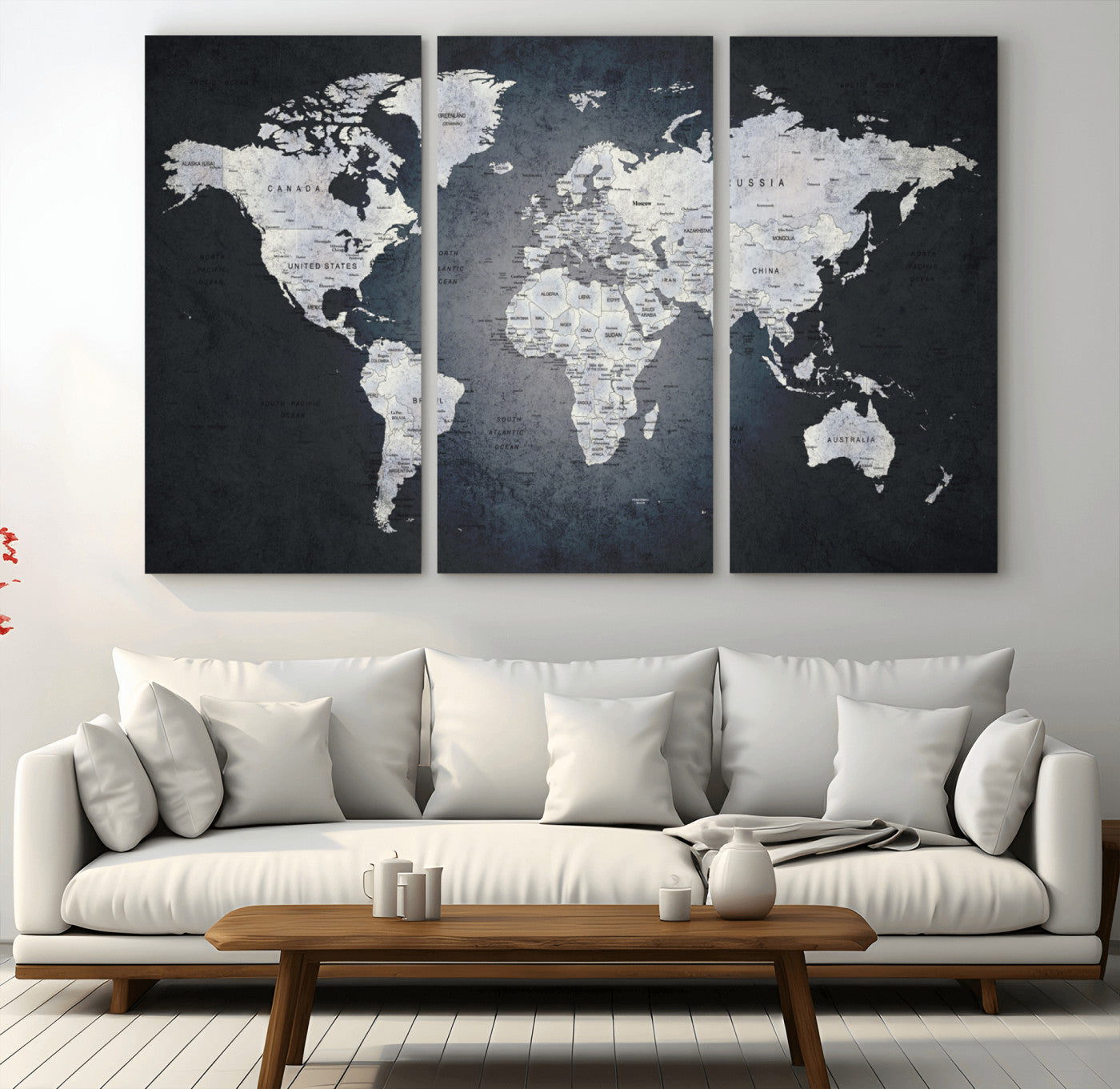 MGV-CV-48X32-3P - World Map Wall Art Canvas Print for Home and Office Decor