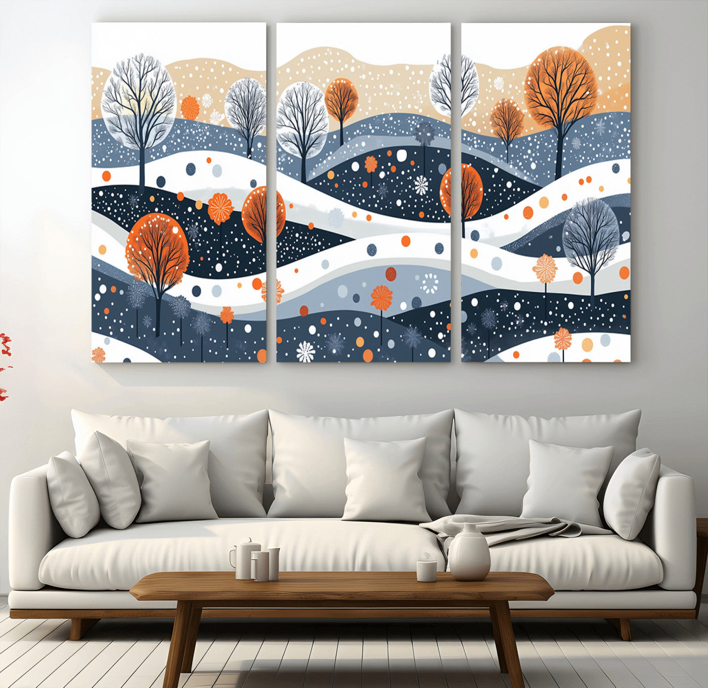 22651-MGV-CV-36X24-Abstract Winter Landscape Canvas Wall Art Print - Large Colorful Nature Wall Decor