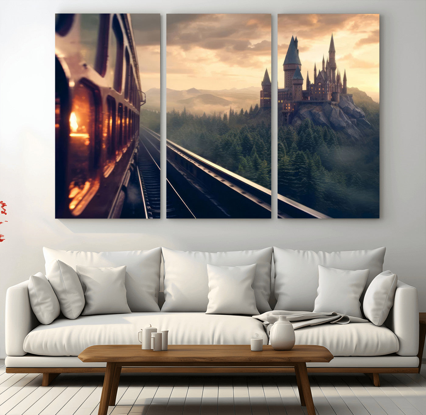 MGV-CV-48X32-3P - Harry Castle Wall Art Canvas Print, Wizard School Wall Art Print, Movie Wall Art Print
