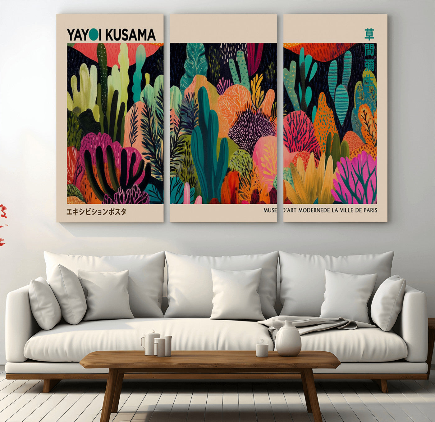 MGV-CV-48X32-3P - Yayoi Kusama Wall Art Canvas Print, Abstract Art, Large Yayoi Kusama Framed Canvas Print, Japanese