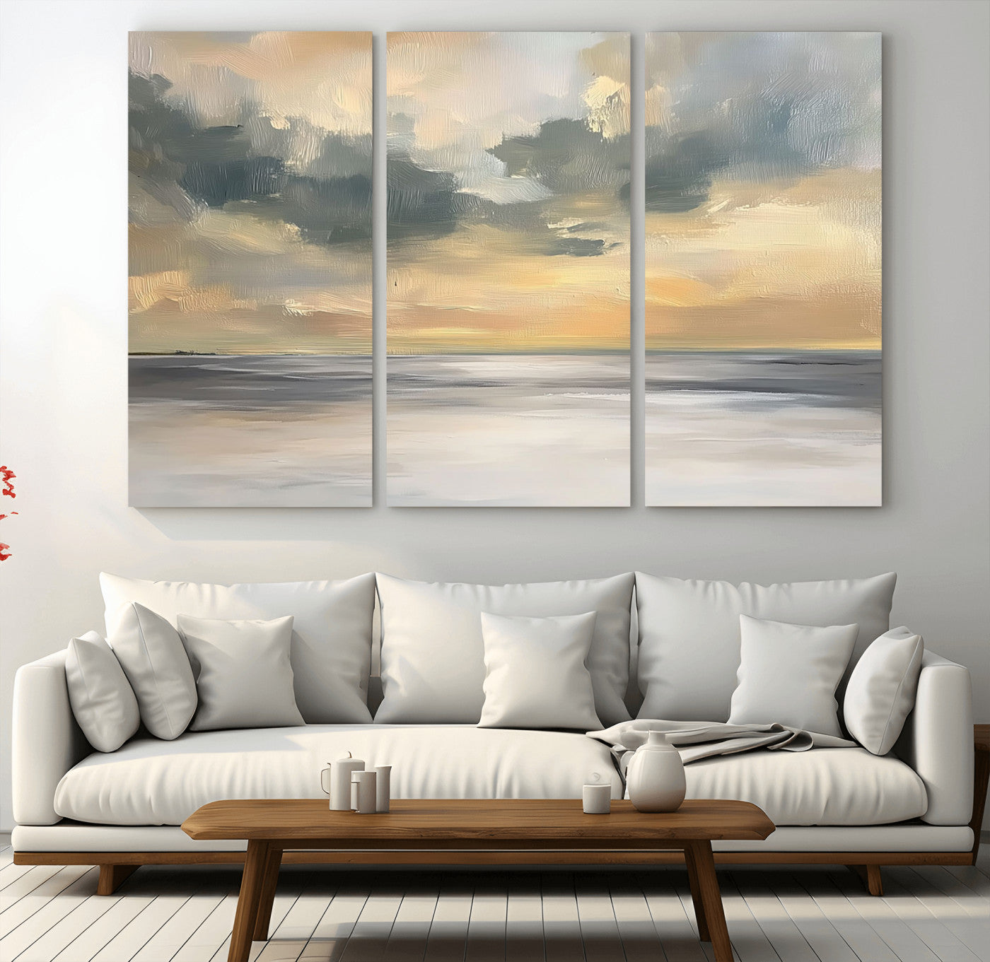 MGV-CV-48X32-3P - Modern Coastal Artwork with Vibrant Abstract Ocean Waves Wall Art Canvas Print for Contemporary