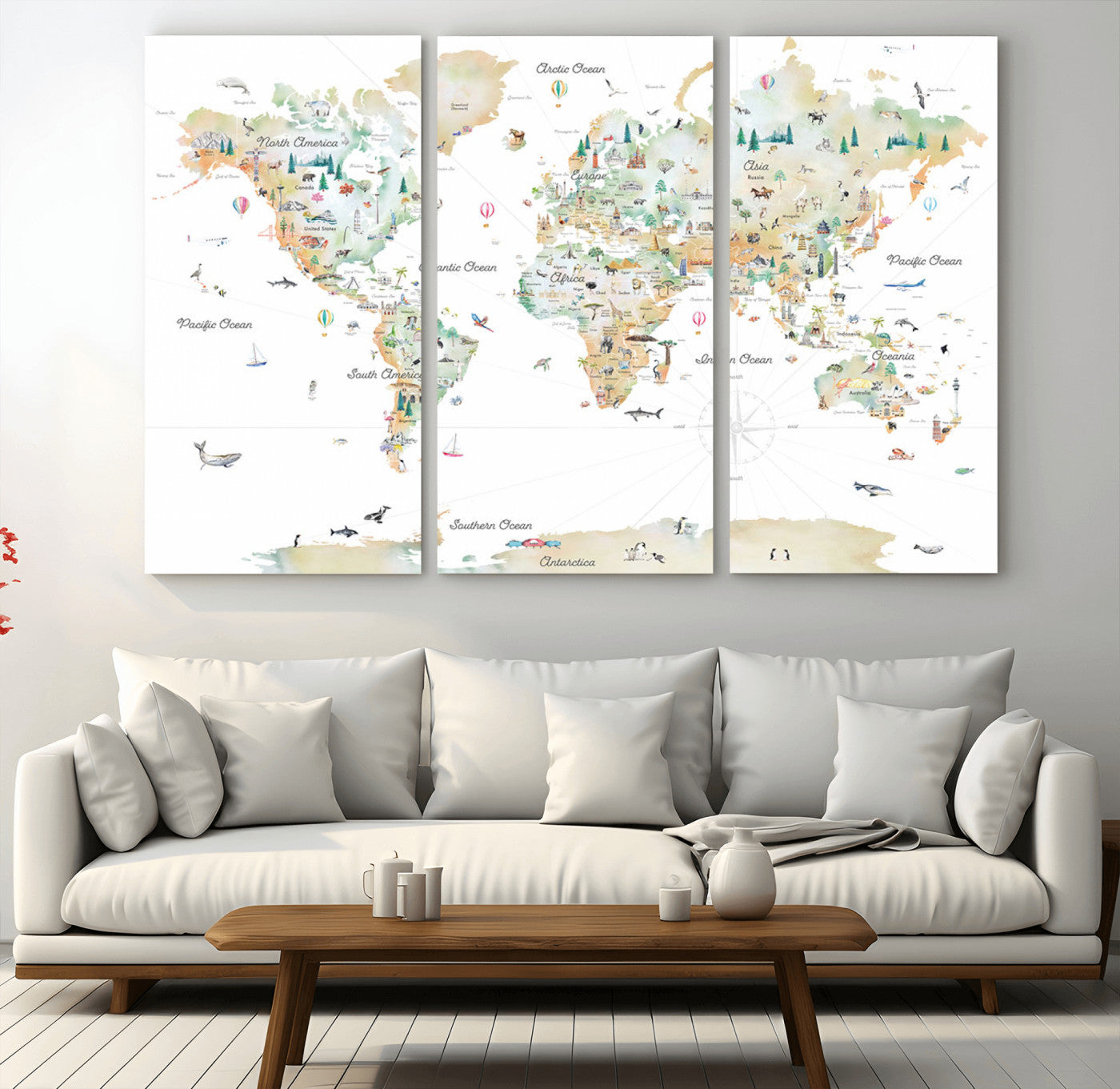 MGV-CV-48X32-3P - Push Pin World Map Canvas Print – Framed Wall Art for Couples to Track Their Travels – Anniversary