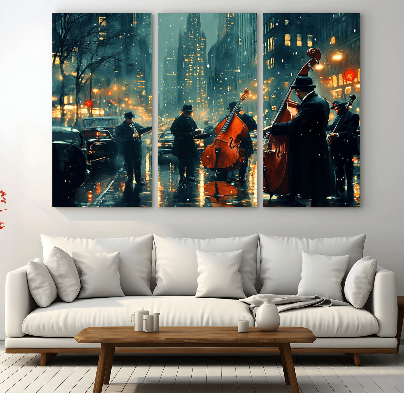 53391-MGV-CV-36X24-African American Jazz Art Print - Framed Abstract Music Canvas - Colorful Instrument Poster for